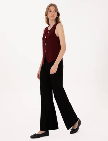 Siyah Loose Fit Triko Pantolon