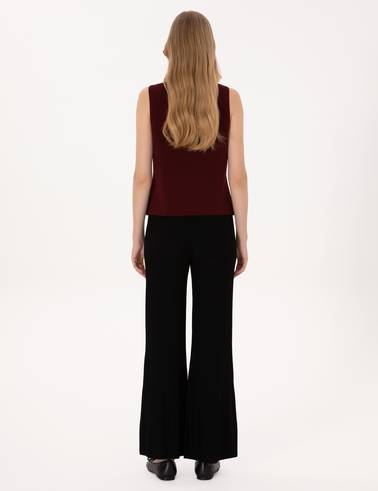 Siyah Loose Fit Triko Pantolon