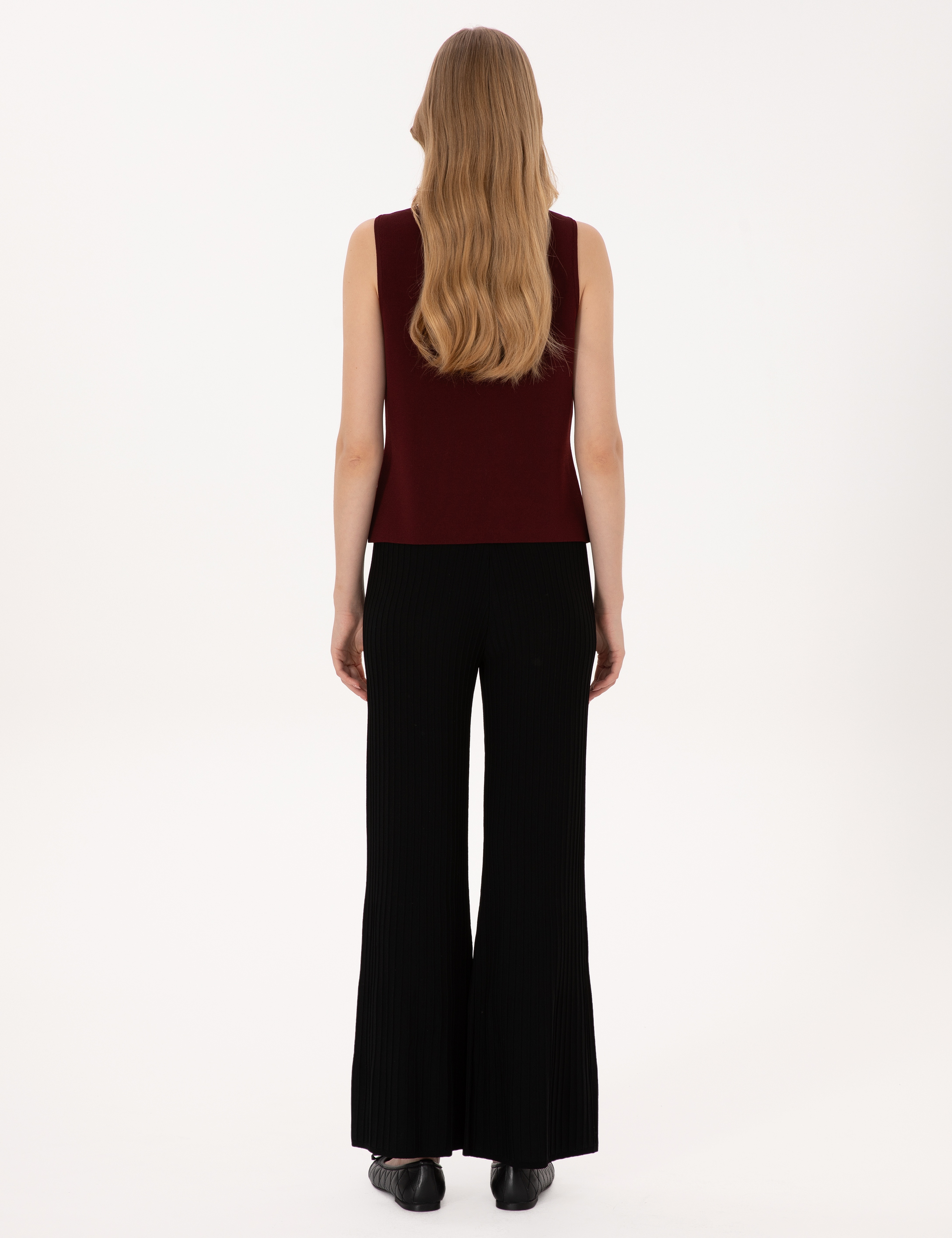 Siyah Loose Fit Triko Pantolon