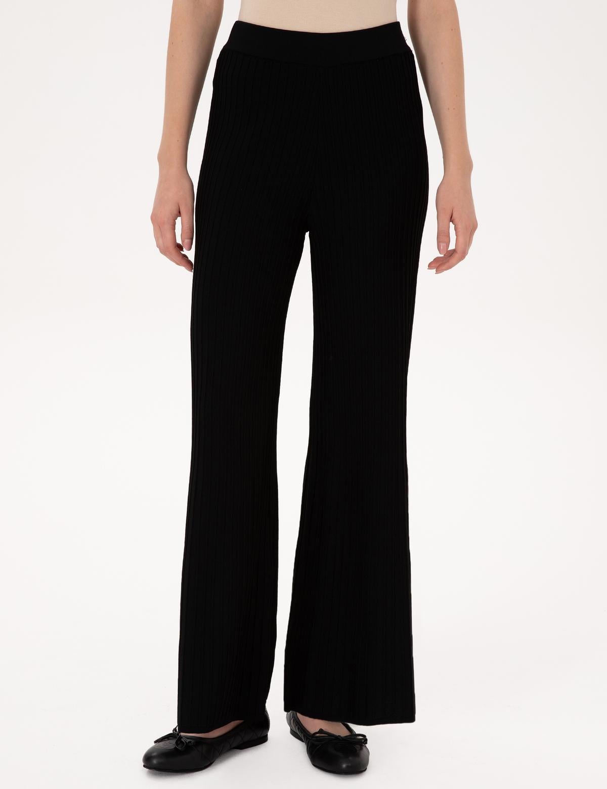 Siyah Loose Fit Triko Pantolon - 50311045001