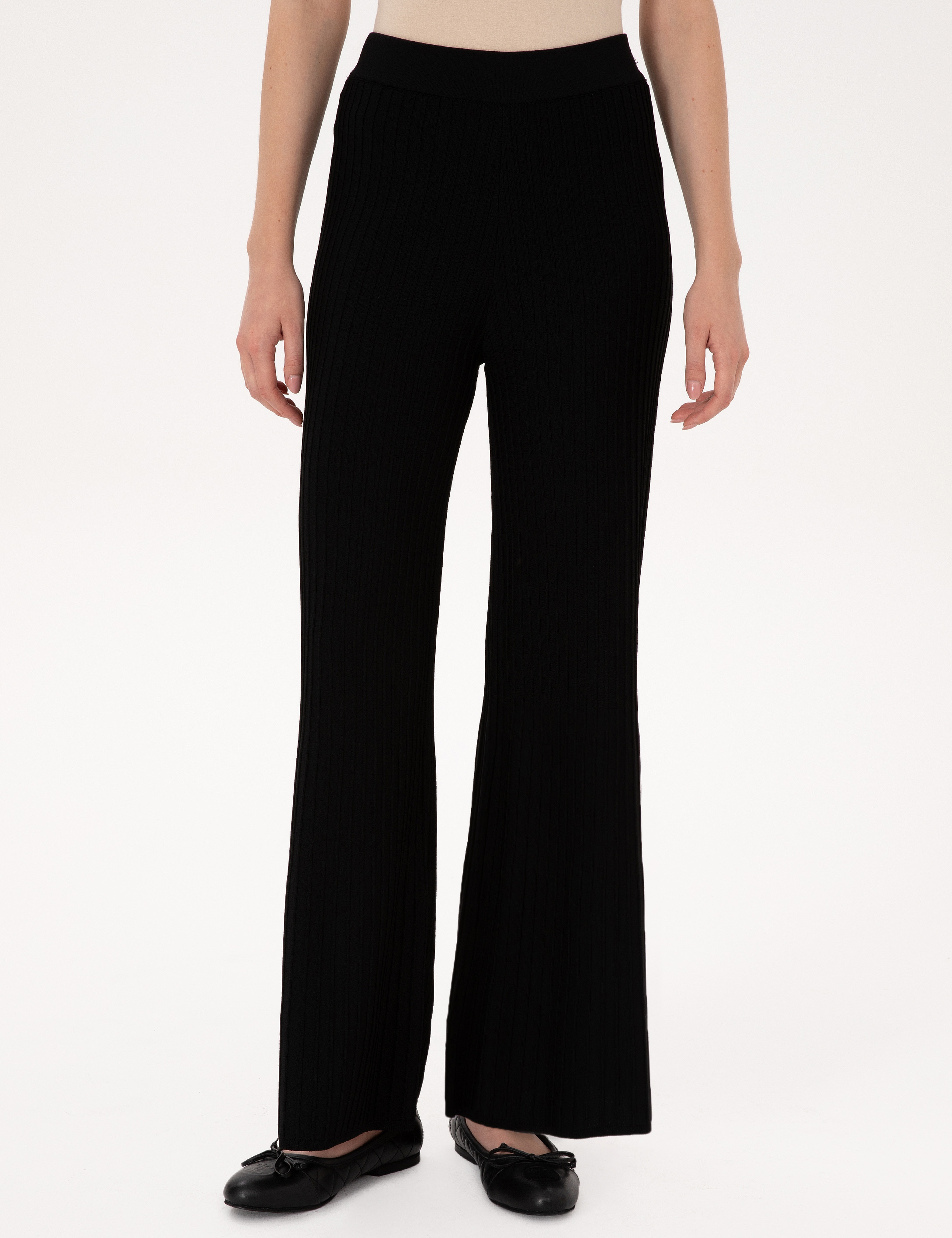 Siyah Loose Fit Triko Pantolon - Image 2