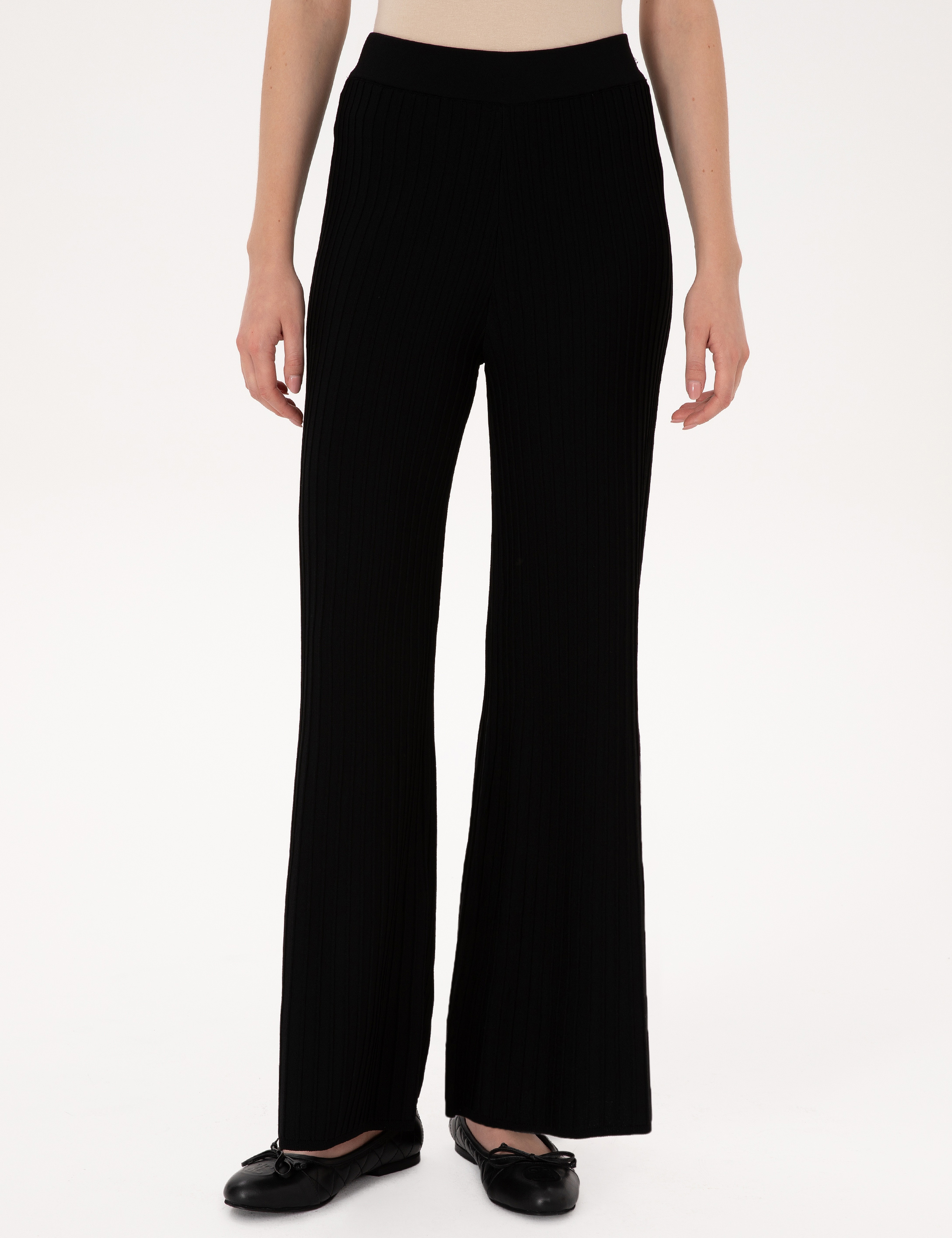 Siyah Loose Fit Triko Pantolon