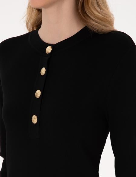 Siyah A Kesim Triko Elbise - 50311039007