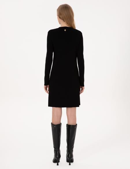 Siyah A Kesim Triko Elbise - 50311039007