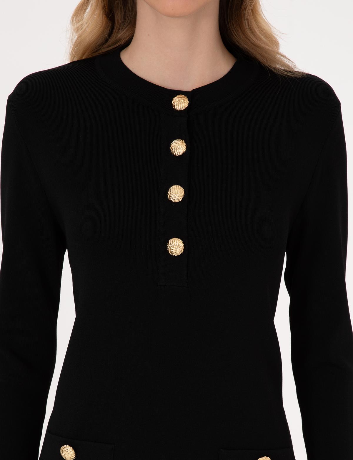 Siyah A Kesim Triko Elbise - 50311039007