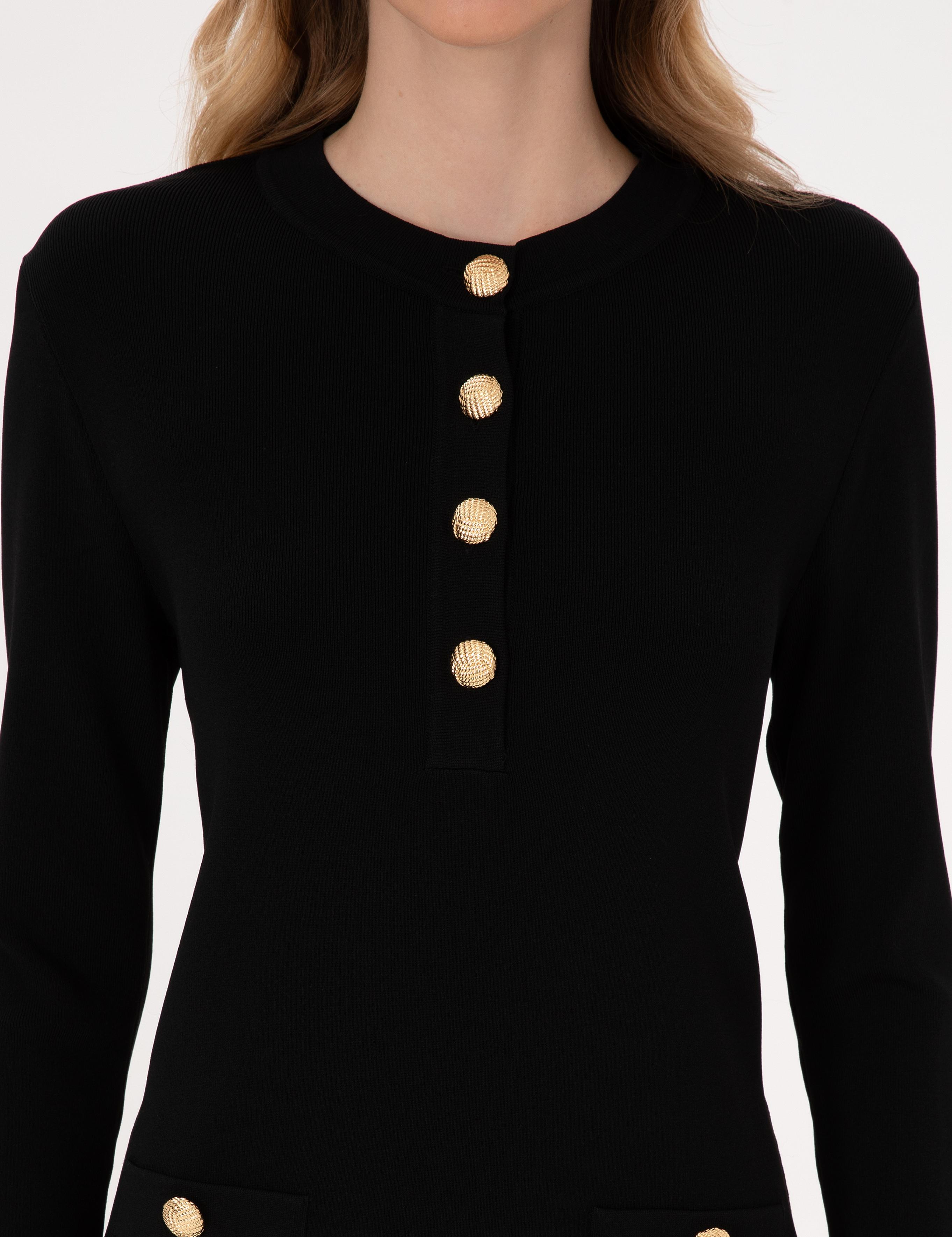 Siyah A Kesim Triko Elbise