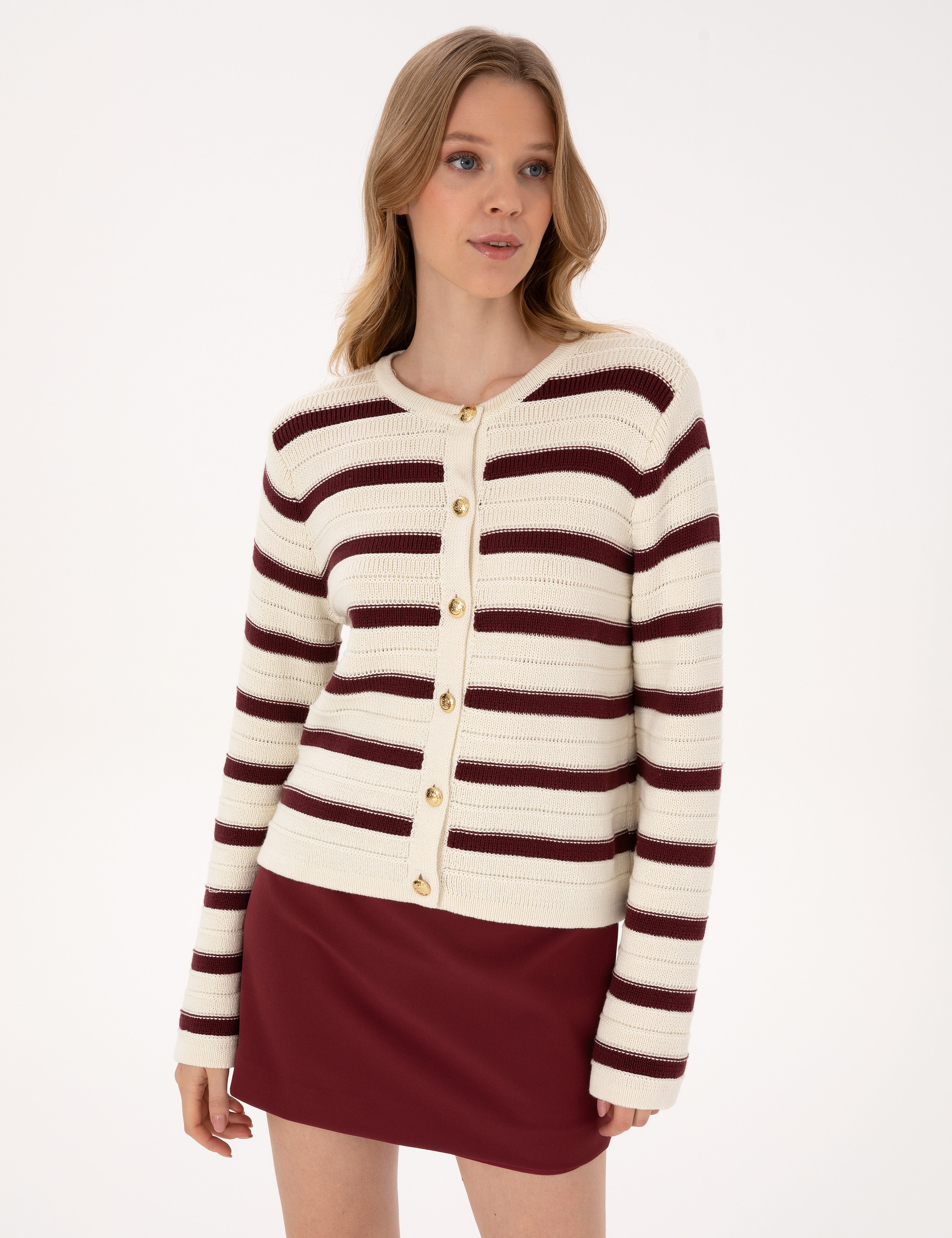 Vişne Regular Fit Triko Hırka - Image 3