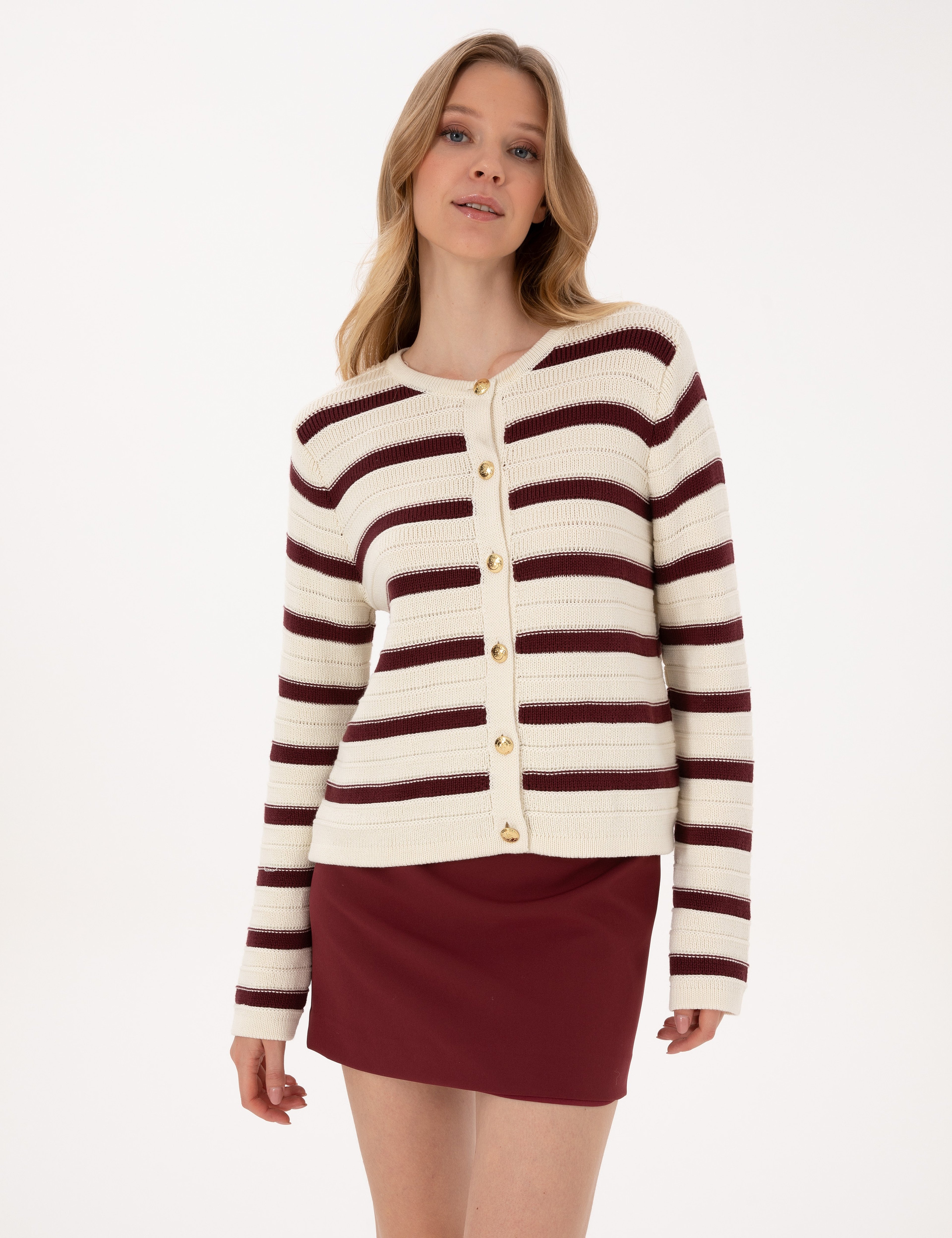Vişne Regular Fit Triko Hırka - Image 1