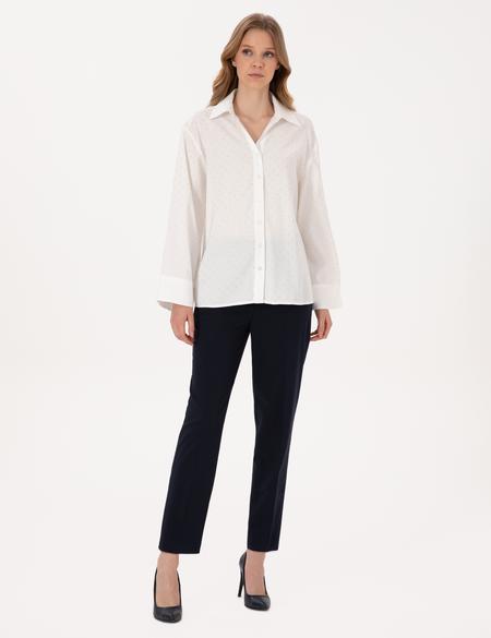 Beyaz Comfort Fit Uzun Kollu Gömlek - 50313639005