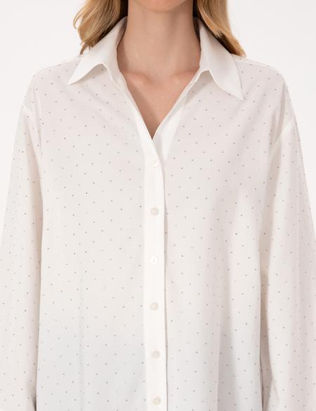 Beyaz Comfort Fit Uzun Kollu Gömlek - 50313639005