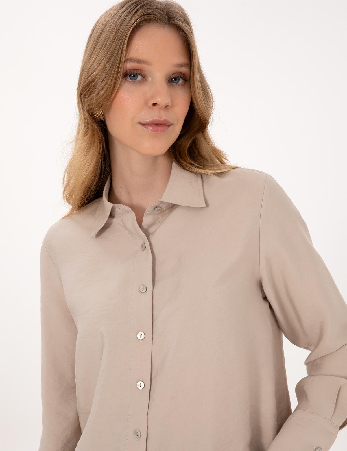 Vizon Modal Karışımlı Comfort Fit Uzun Kollu Gömlek - 50318219018