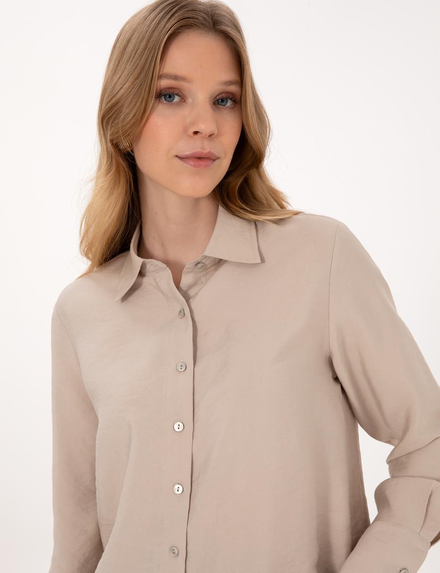 Vizon Modal Karışımlı Comfort Fit Uzun Kollu Gömlek