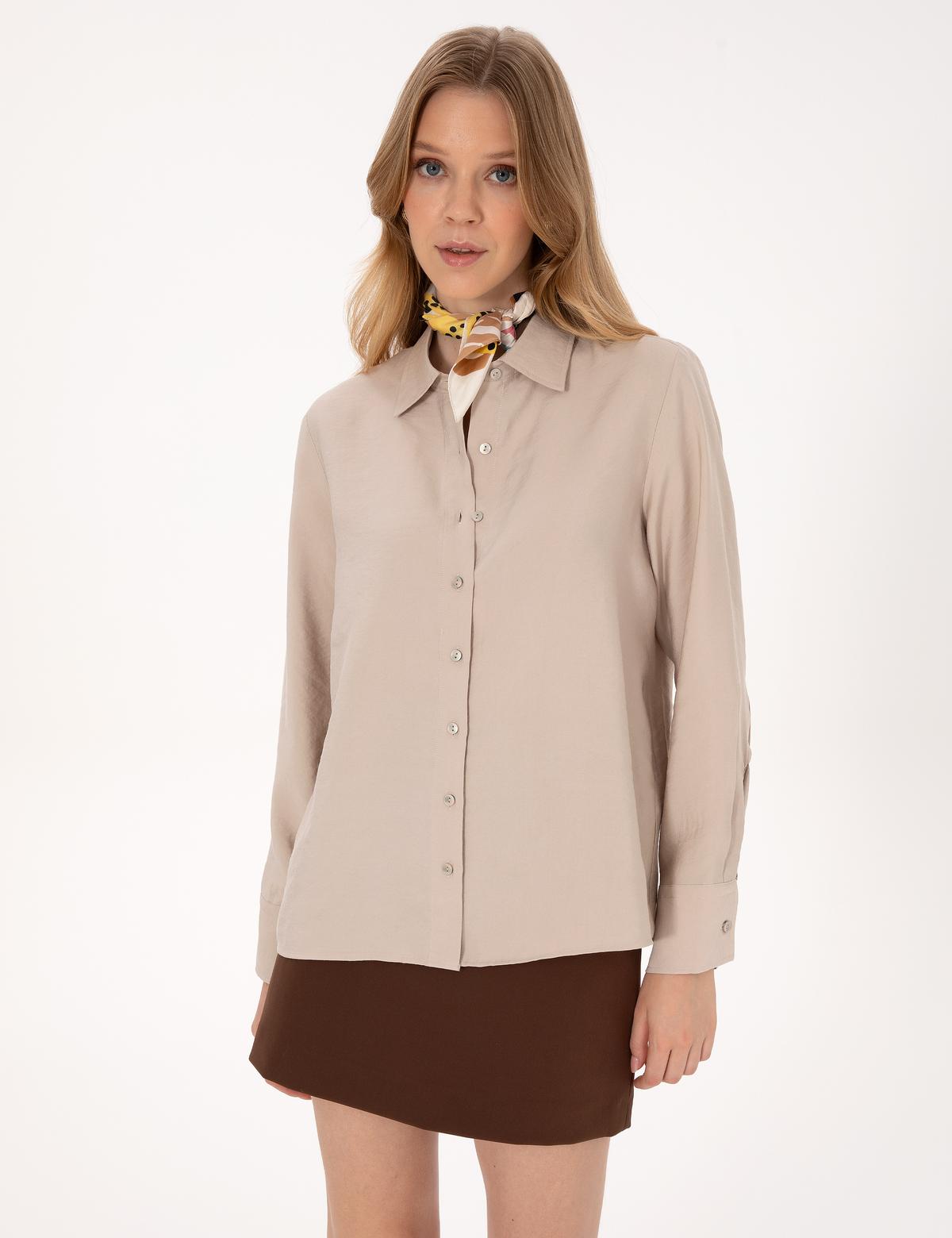 Vizon Modal Karışımlı Comfort Fit Uzun Kollu Gömlek