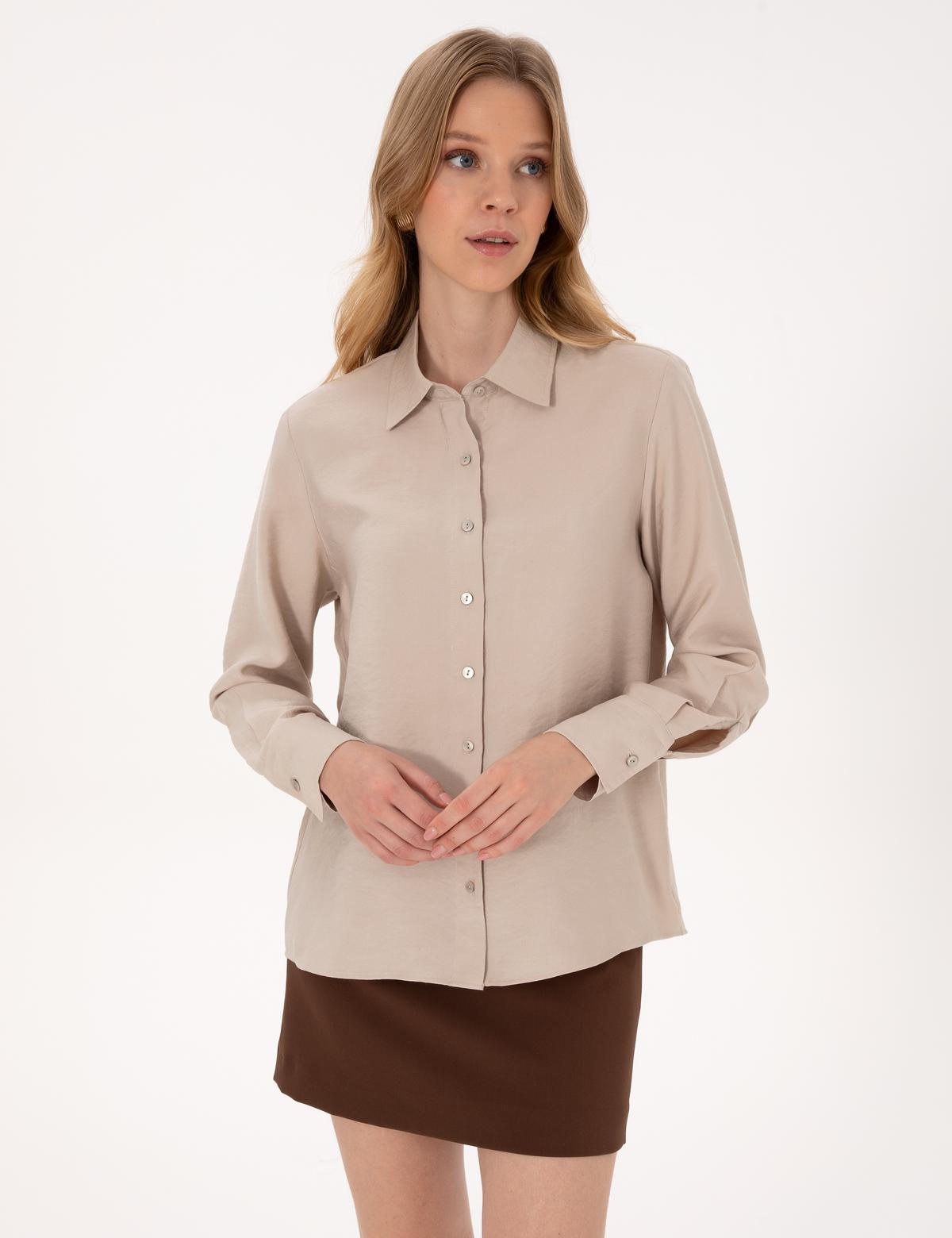 Vizon Modal Karışımlı Comfort Fit Uzun Kollu Gömlek - 50318219018