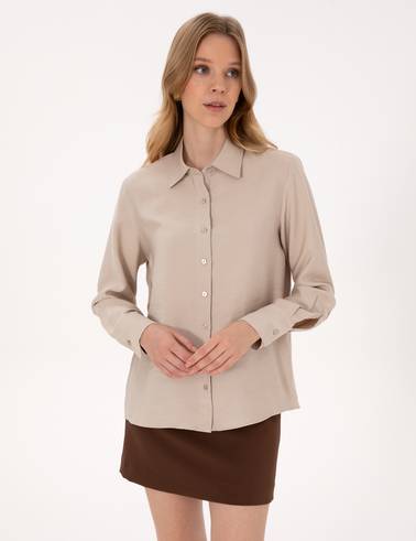Vizon Modal Karışımlı Comfort Fit Uzun Kollu Gömlek