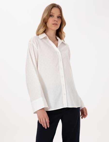 Beyaz Comfort Fit Uzun Kollu Gömlek - 50313639005