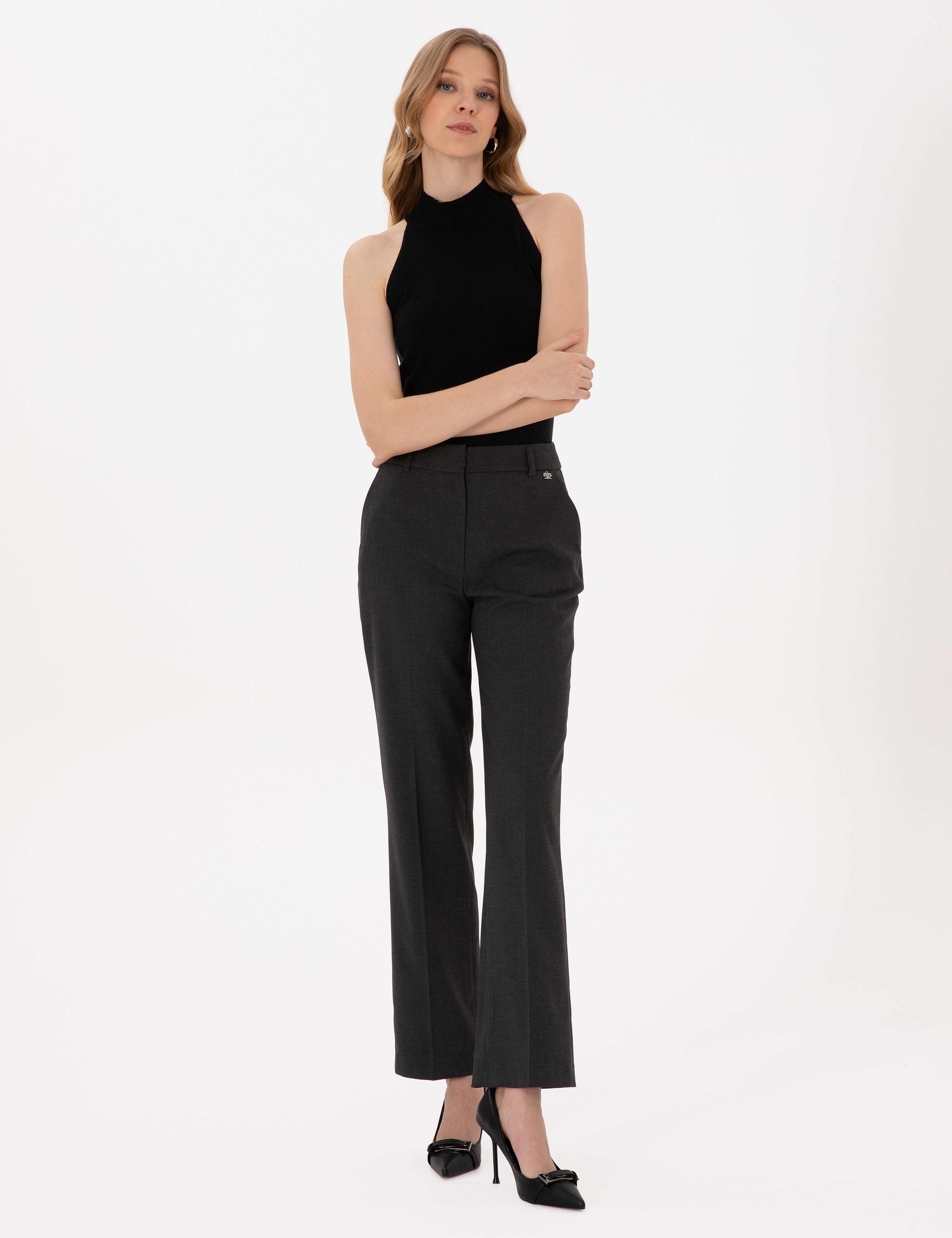Antrasit Straight Fit Kumaş Pantolon - Image 1
