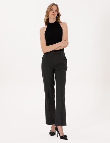Antrasit Straight Fit Kumaş Pantolon