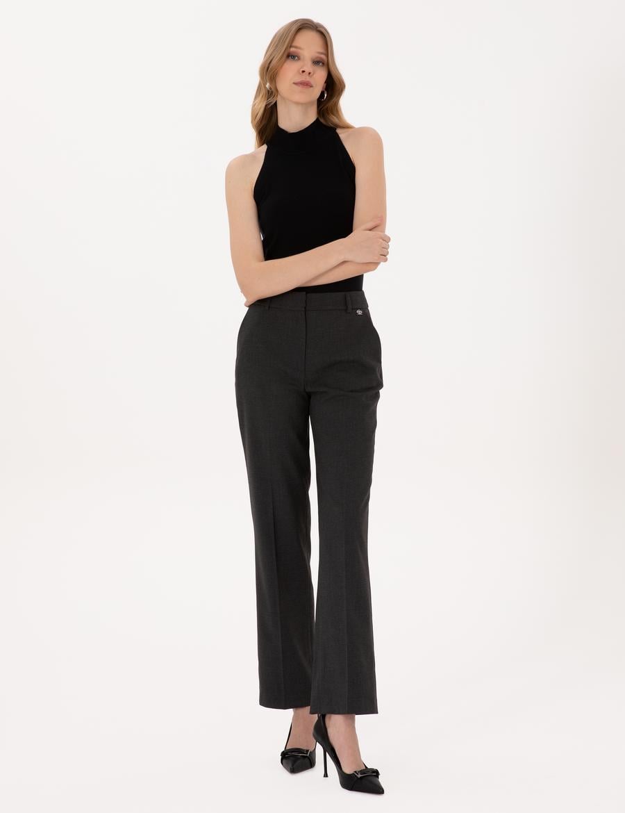 Antrasit Straight Fit Kumaş Pantolon