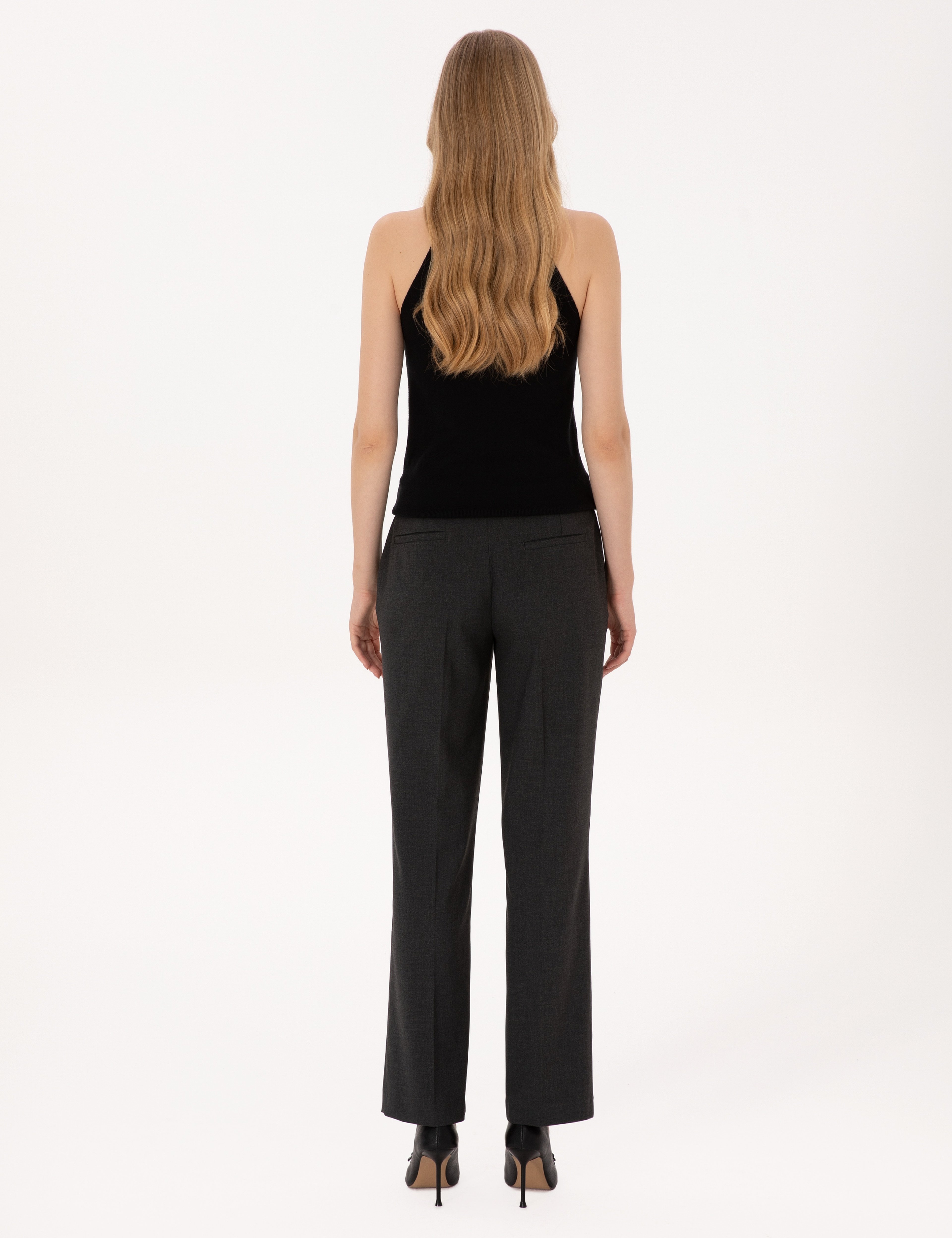 Antrasit Straight Fit Kumaş Pantolon