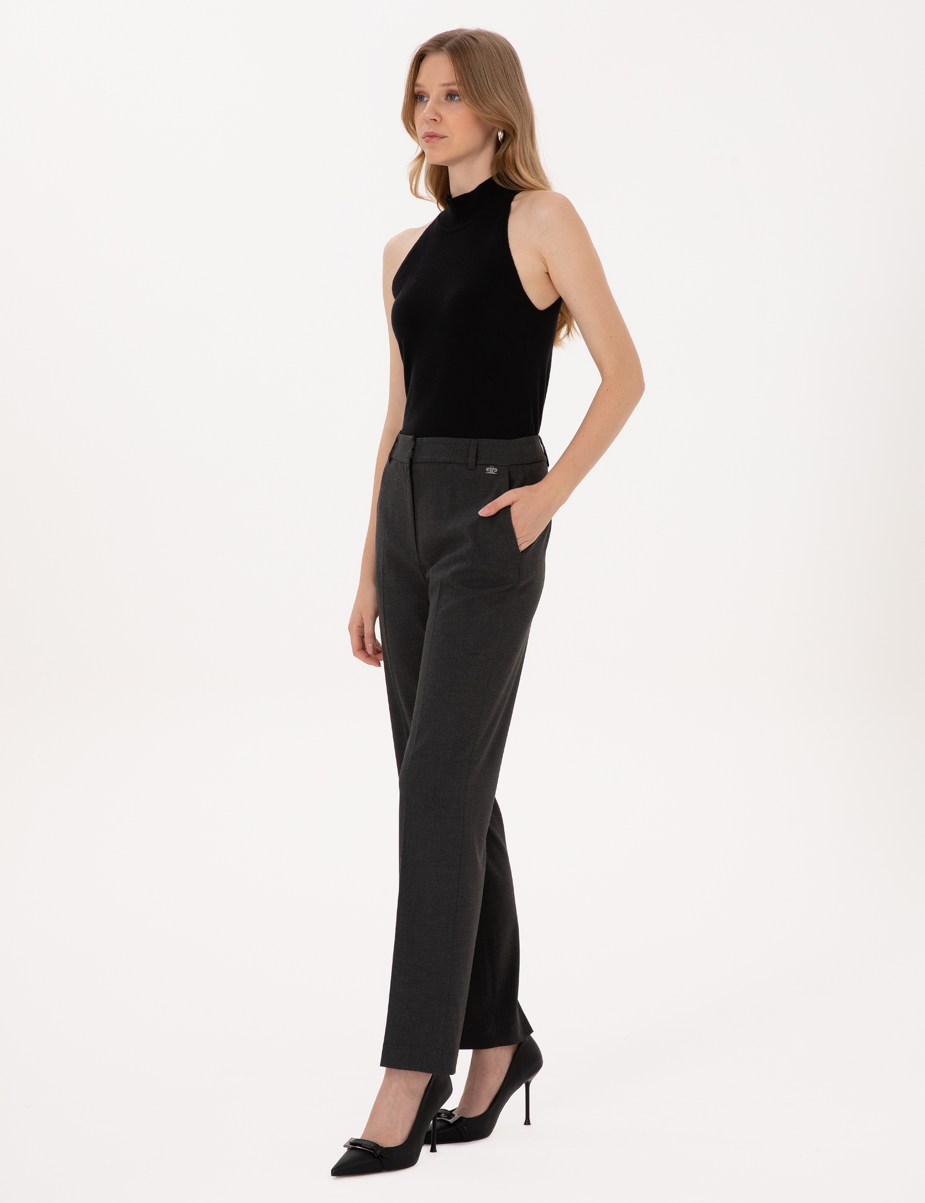 Antrasit Straight Fit Kumaş Pantolon - Image 3