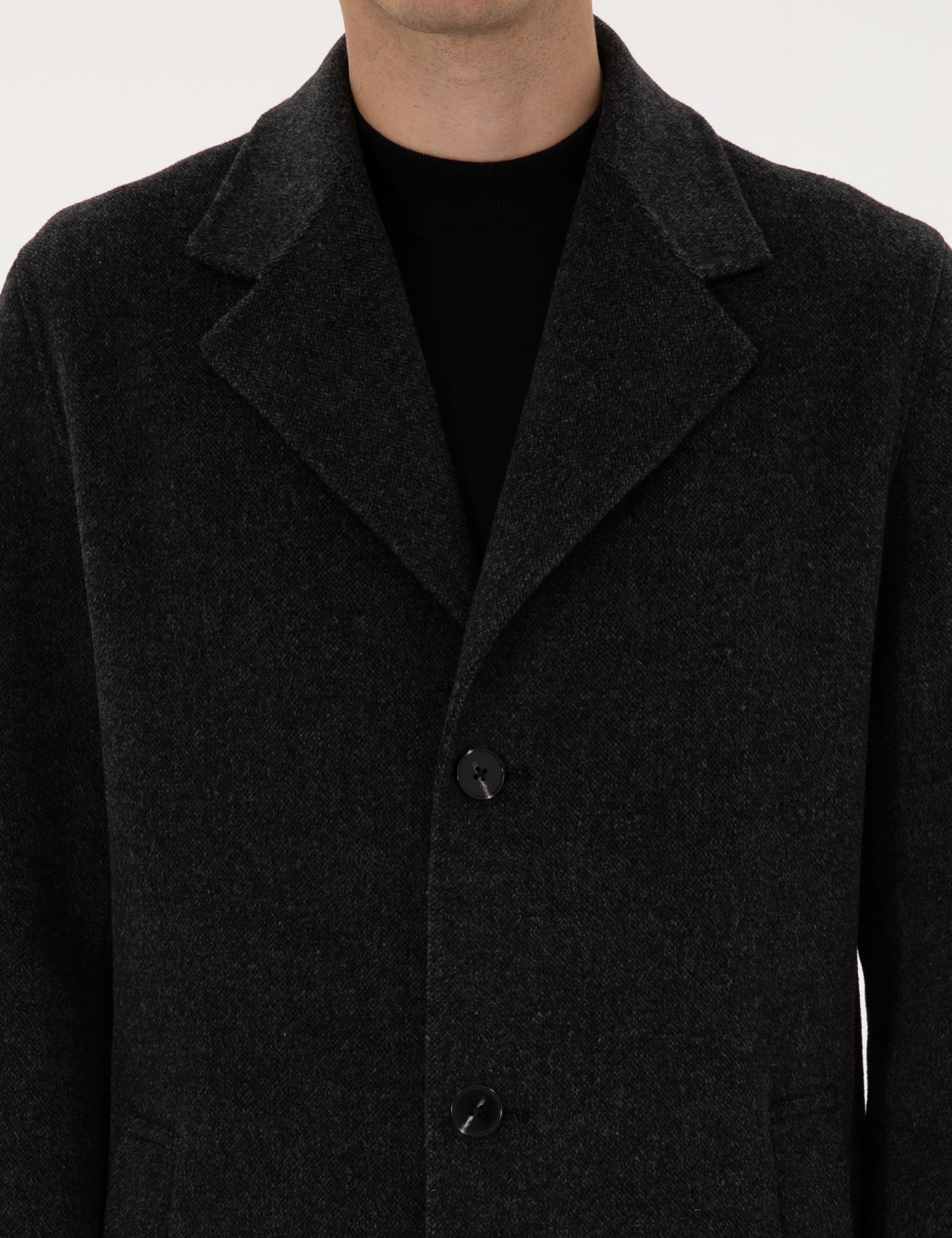 Antrasit Regular Fit Kaşe Kaban - Image 7
