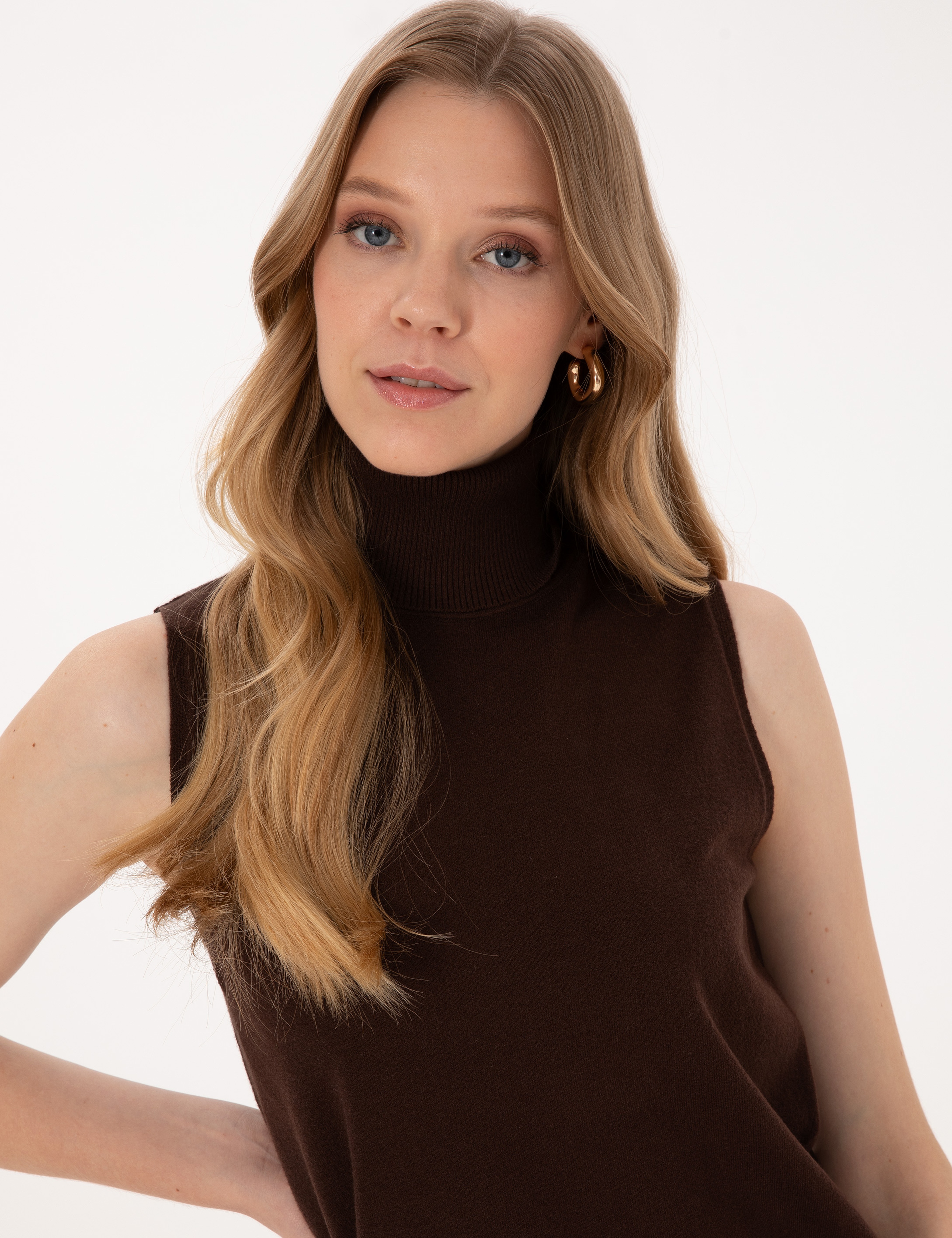 Kahverengi Slim Fit Kazak - Image 2