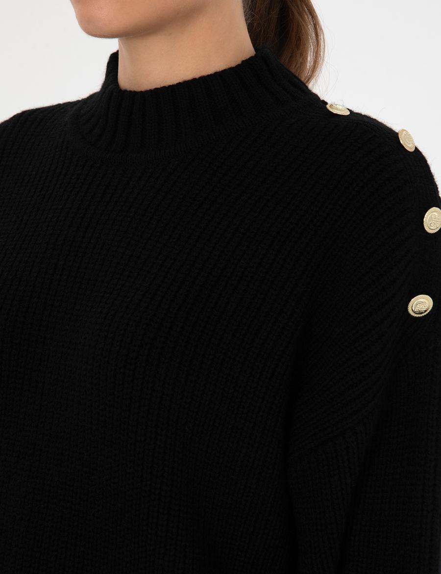 Siyah Comfort Fit Yarım Balıkçı Kazak