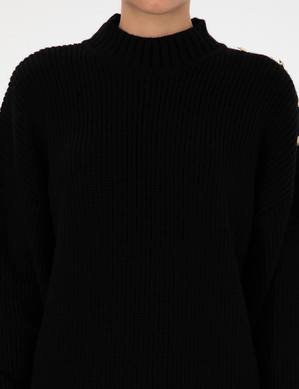 Siyah Comfort Fit Yarım Balıkçı Kazak - 50316342040