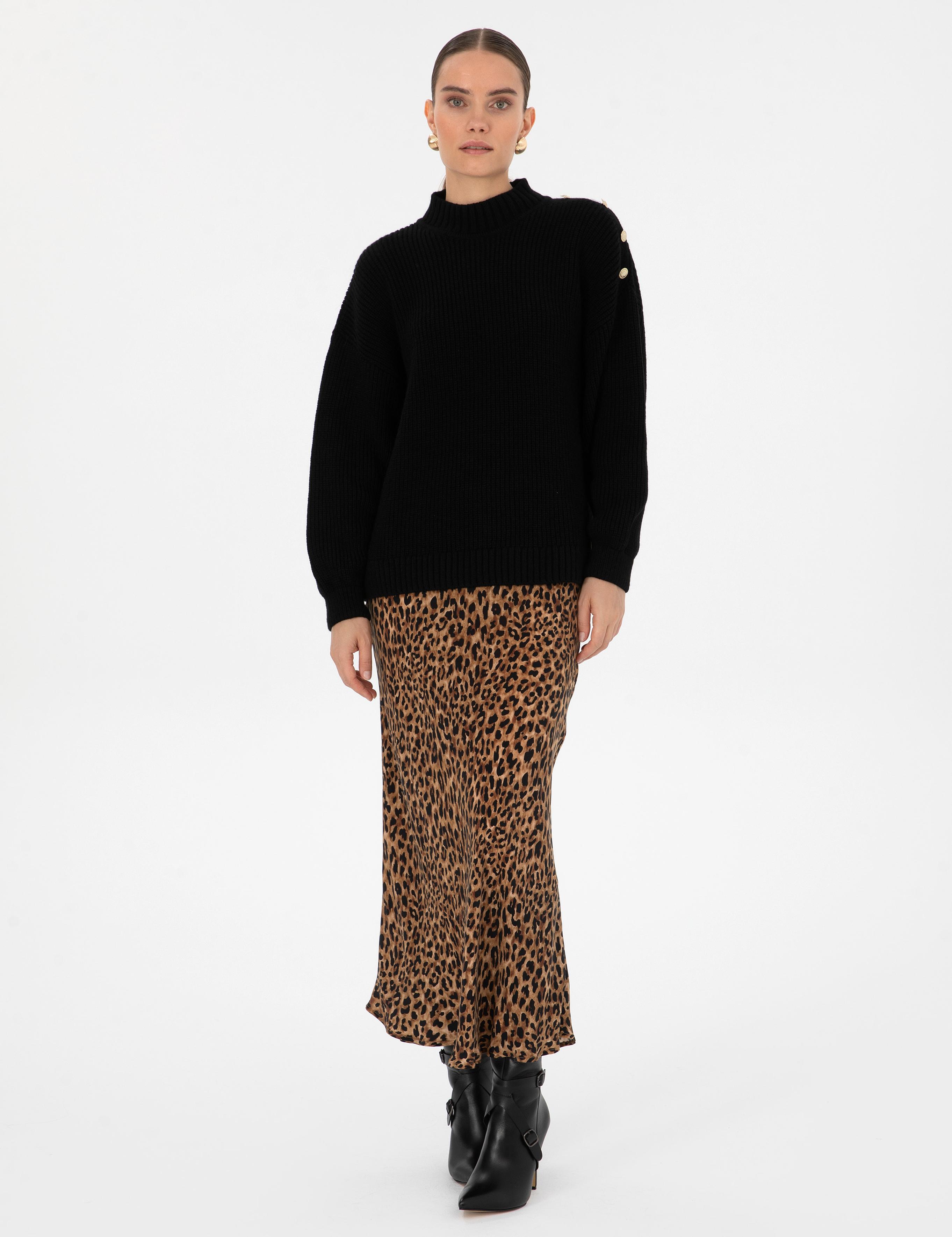 Siyah Comfort Fit Yarım Balıkçı Kazak