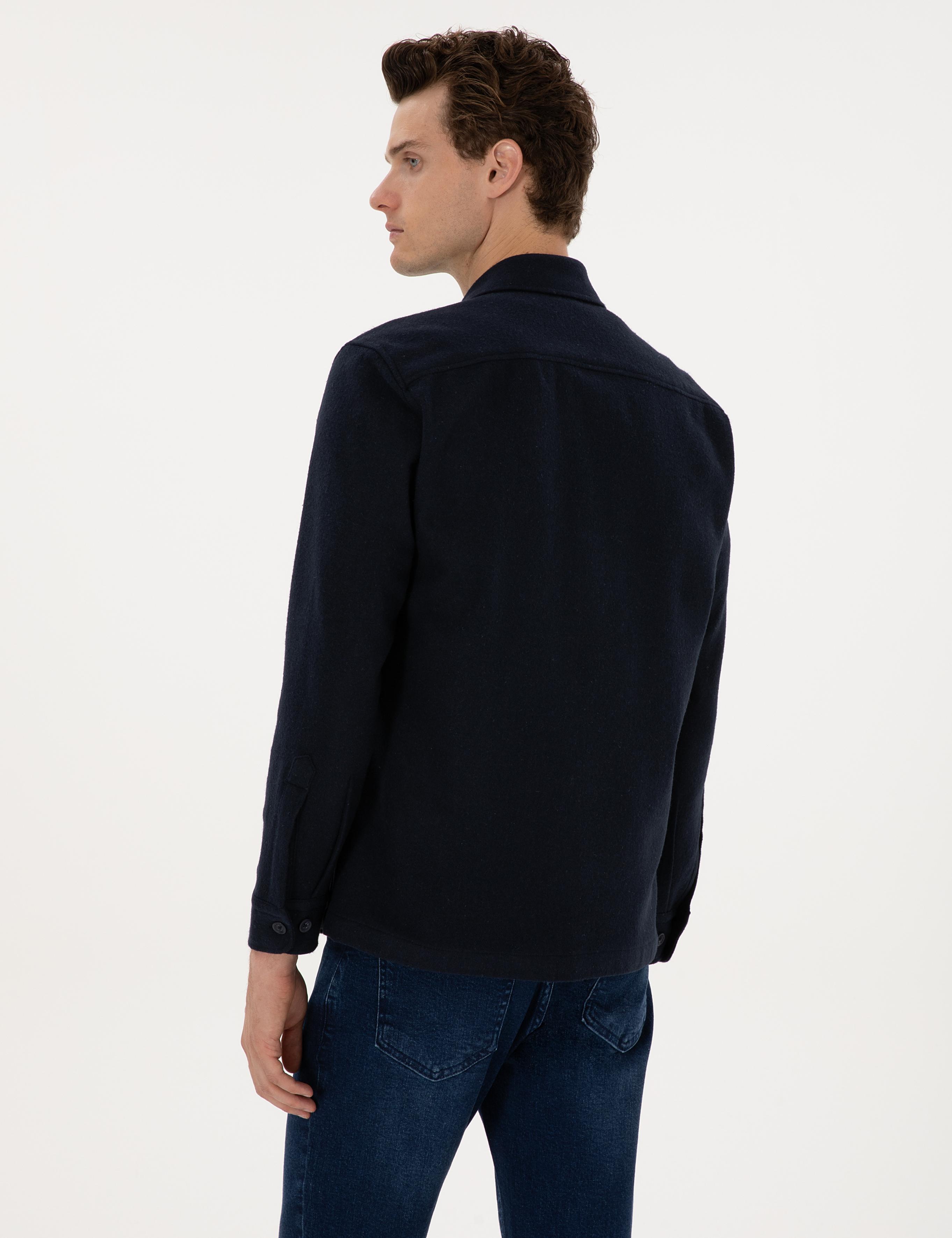 Lacivert Comfort Fit Uzun Kollu Gömlek