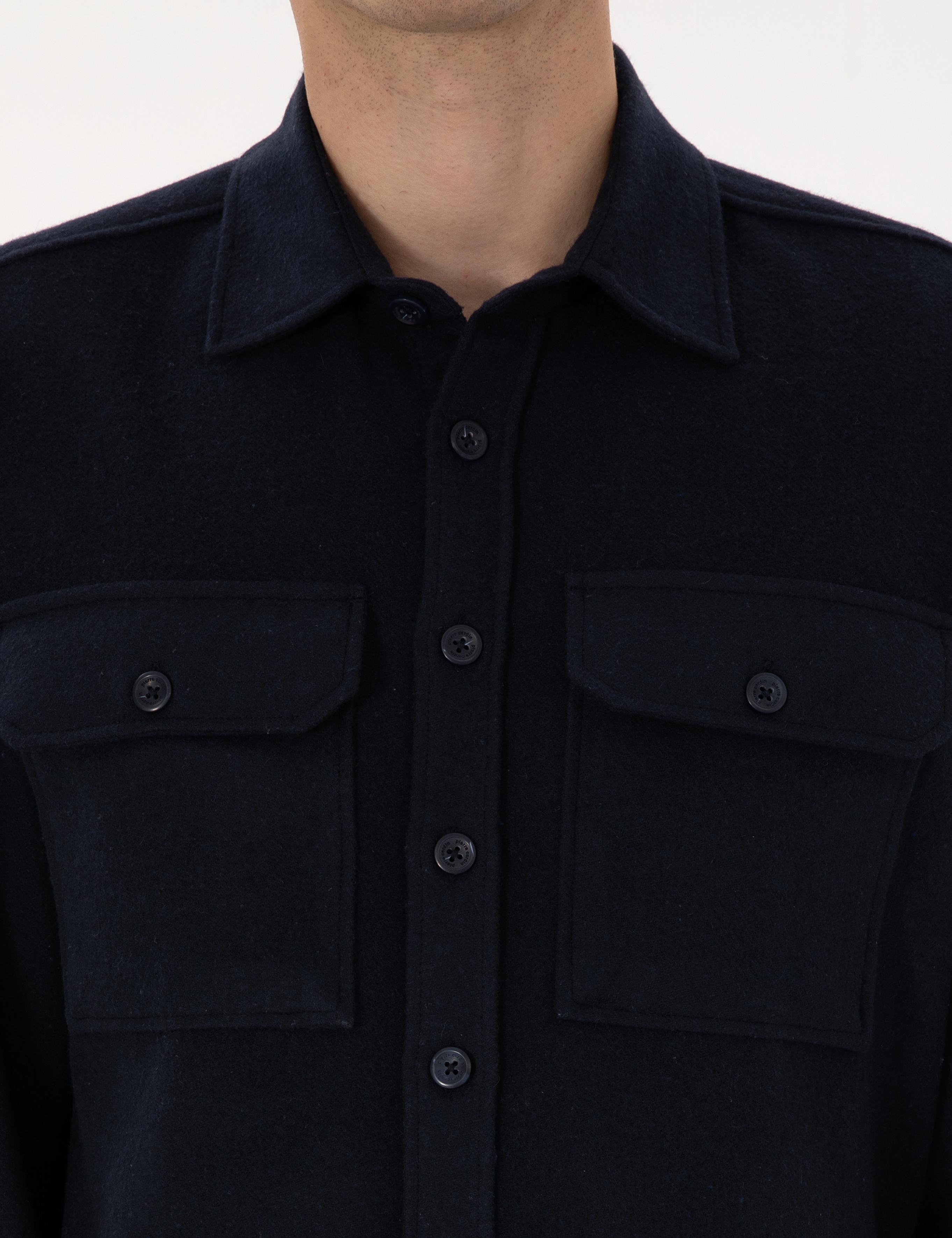 Lacivert Comfort Fit Uzun Kollu Gömlek