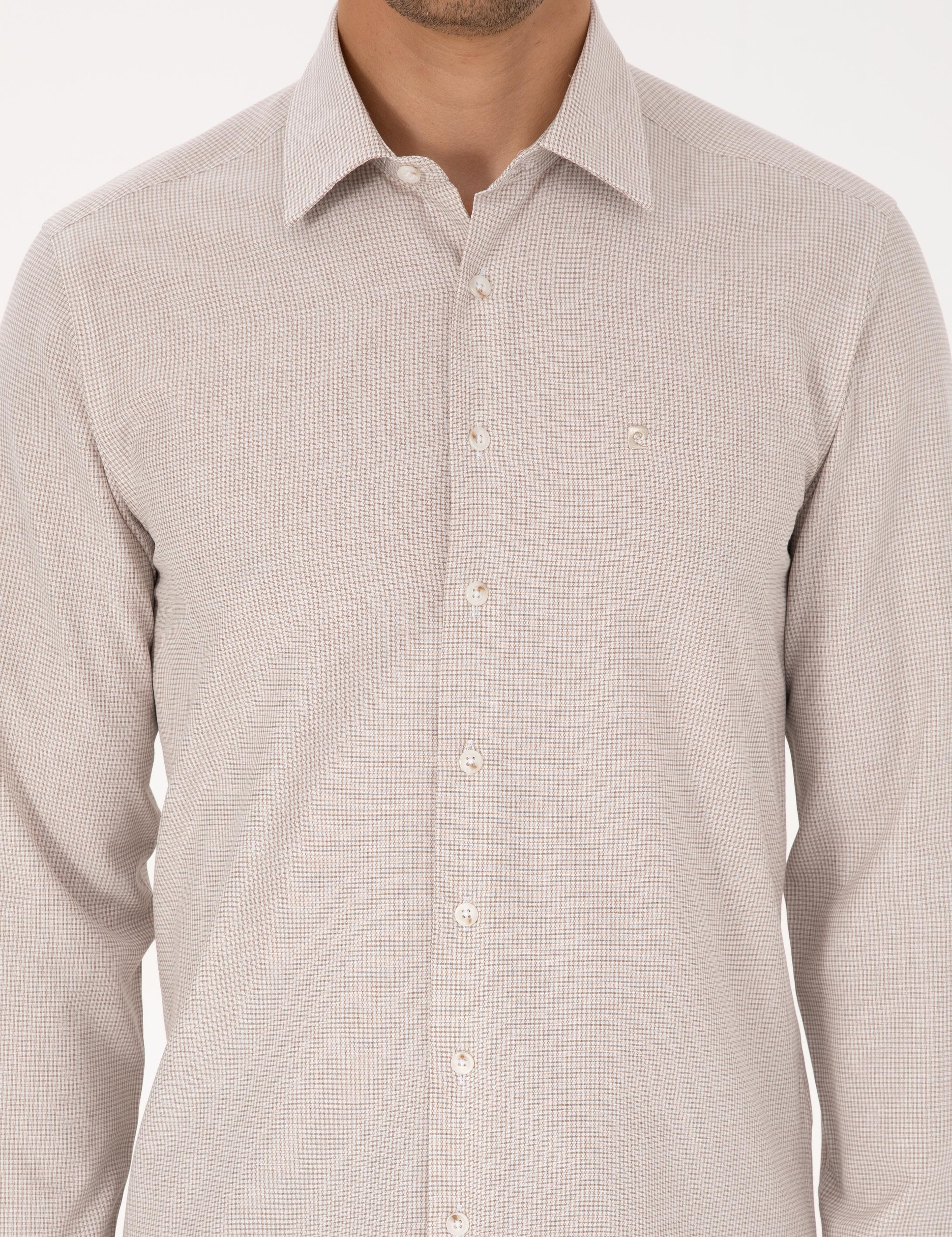 Bej Slim Fit Uzun Kollu Gömlek - Image 6