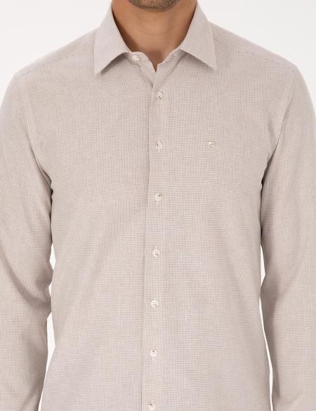 Bej Slim Fit Uzun Kollu Gömlek - 50297468001