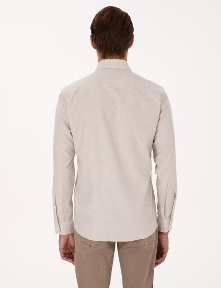 Bej Slim Fit Uzun Kollu Gömlek - 50297468001
