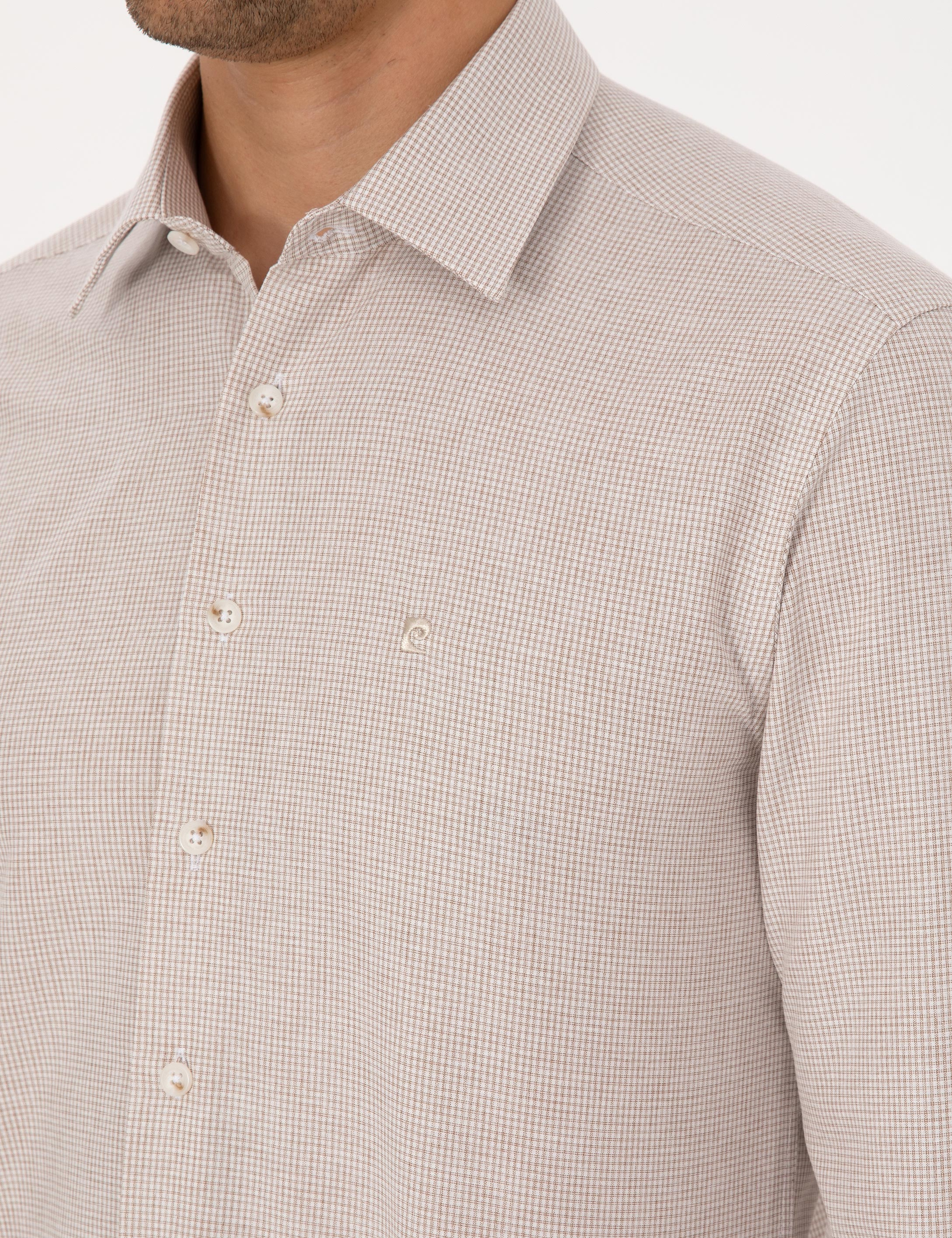 Bej Slim Fit Uzun Kollu Gömlek - Image 7