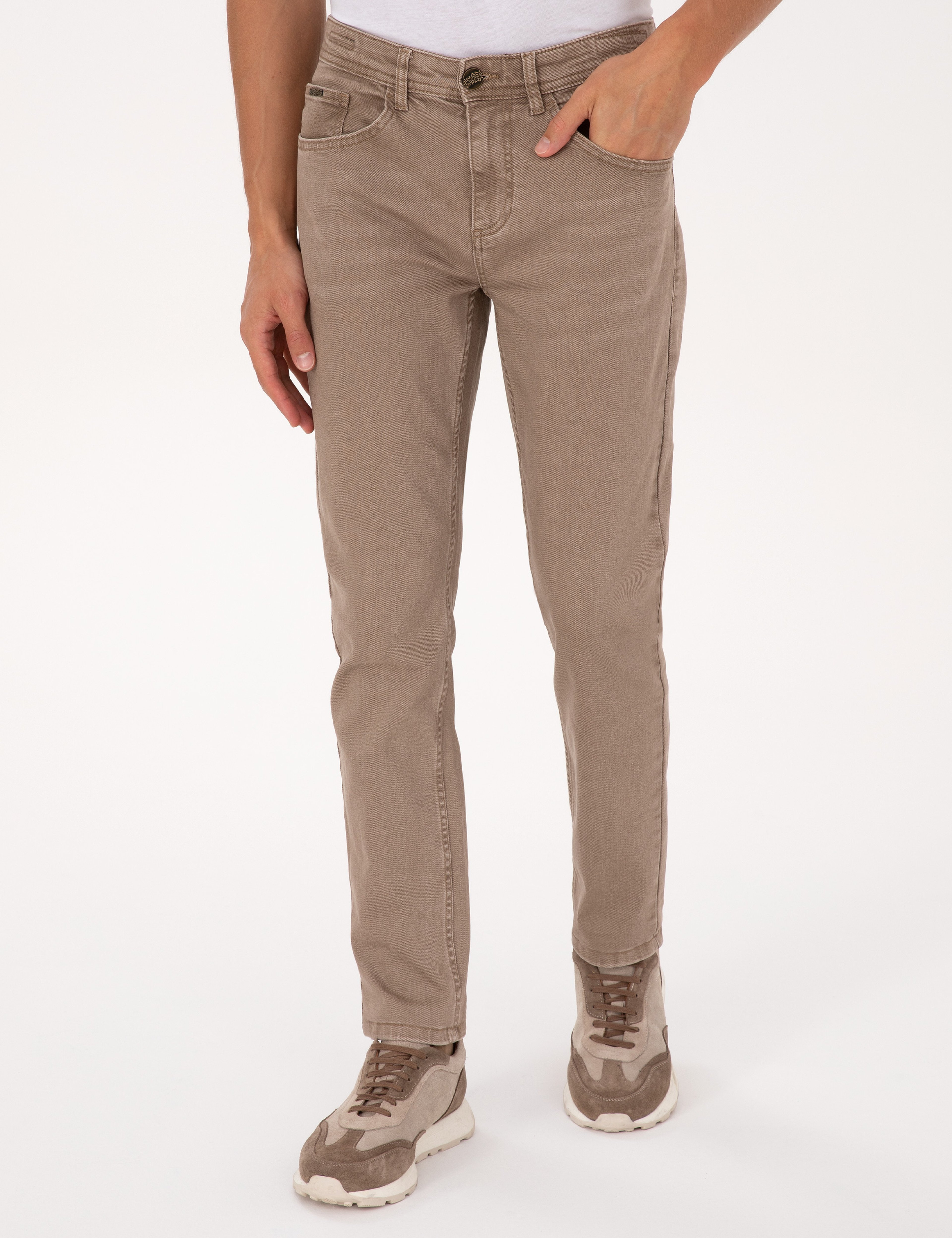 Bej Slim Fit Jean Pantolon
