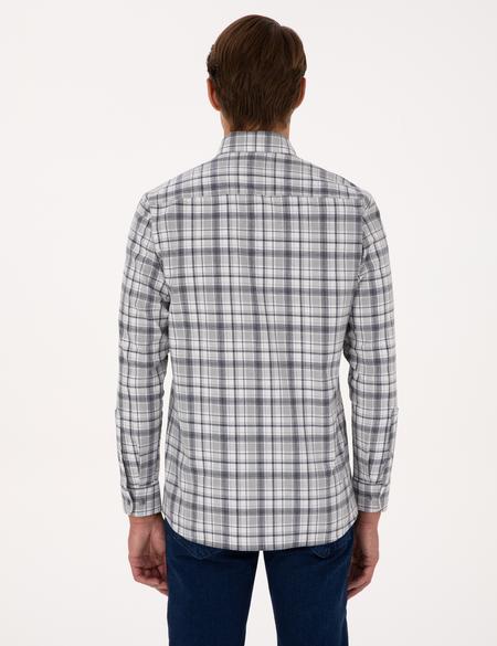 Lacivert Ekose Regular Fit Uzun Kollu Gömlek - 50316754001