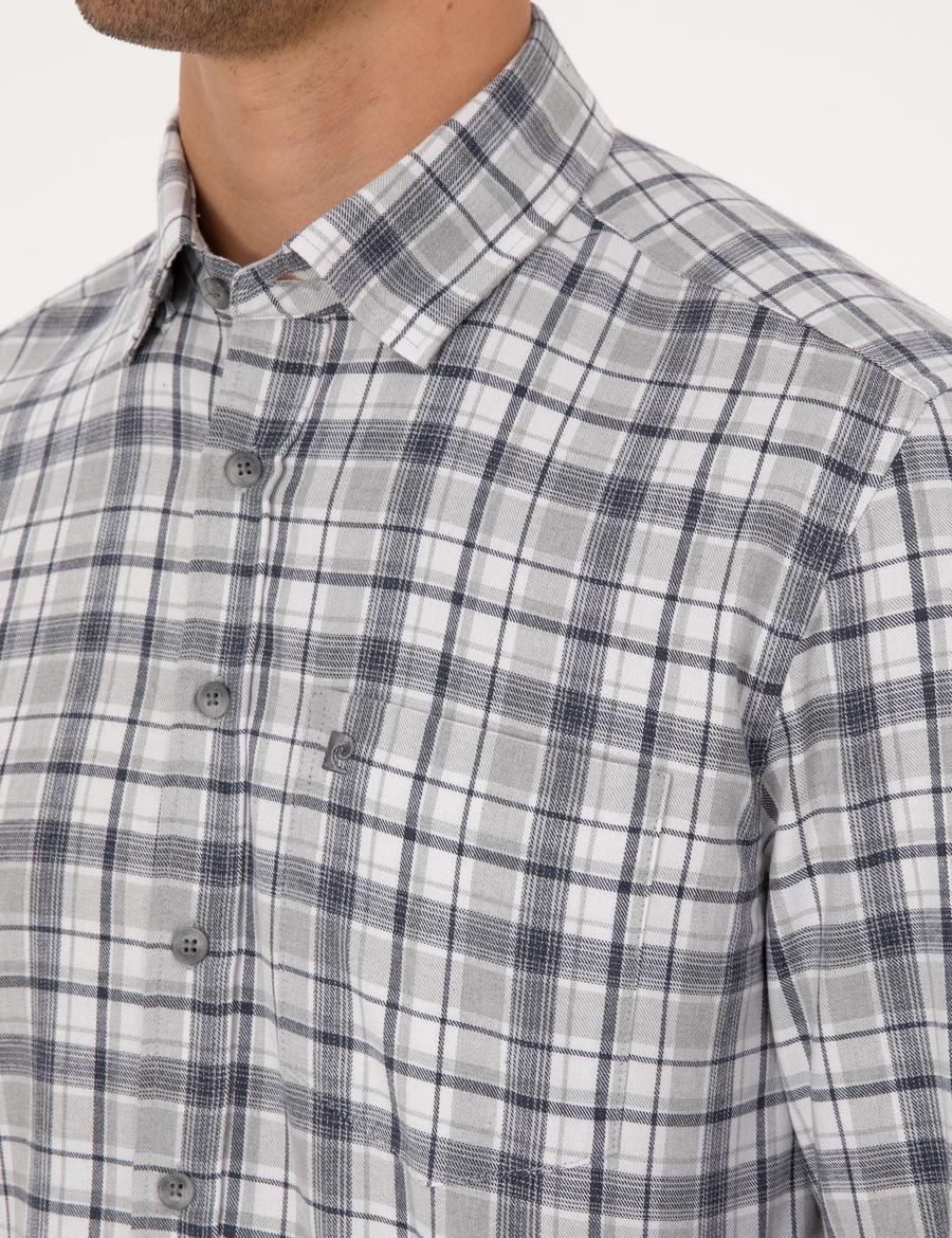 Lacivert Ekose Regular Fit Uzun Kollu Gömlek