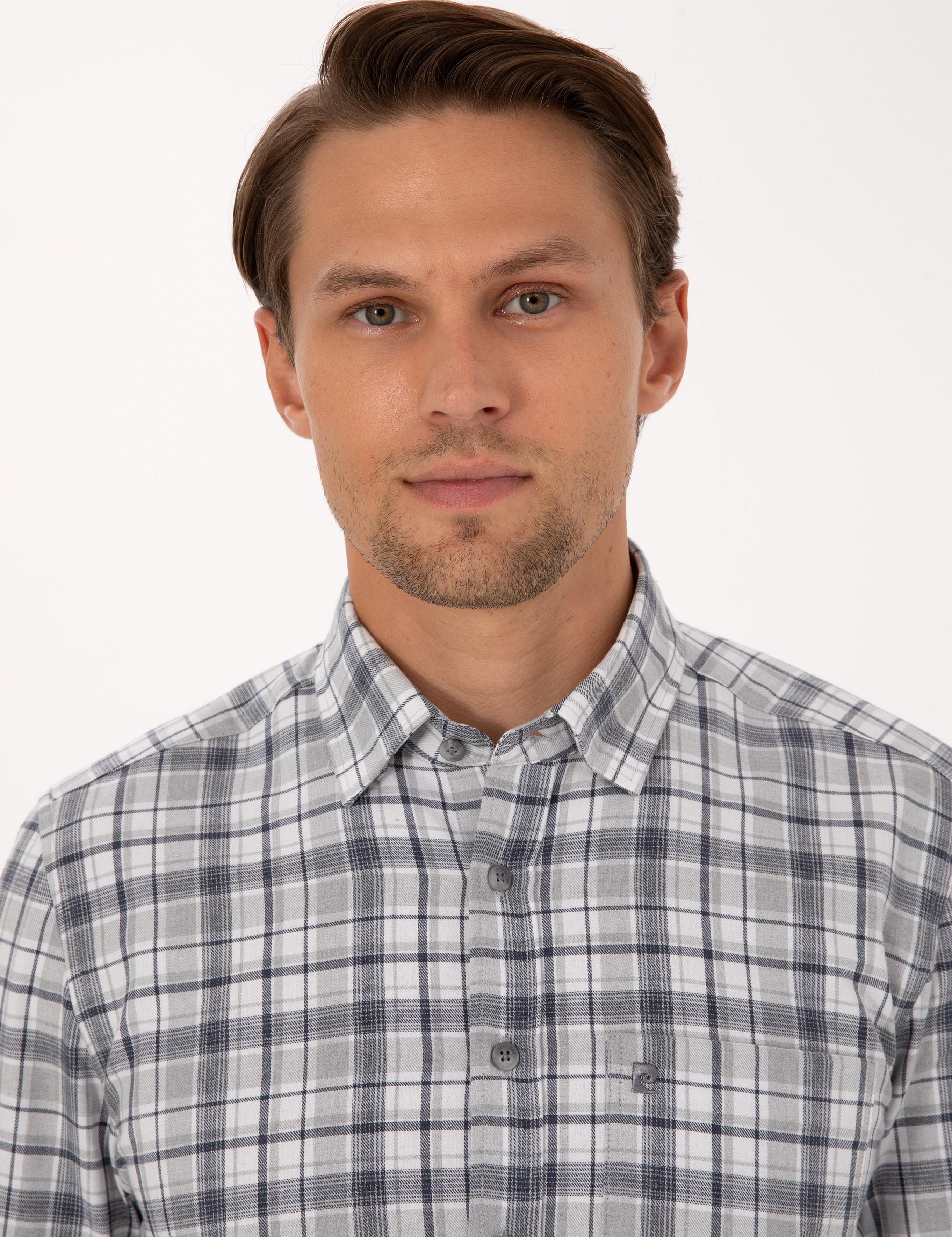 Lacivert Ekose Regular Fit Uzun Kollu Gömlek