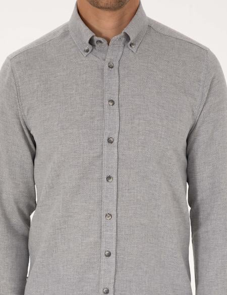 Gri Slim Fit Uzun Kollu Gömlek - 50316768016
