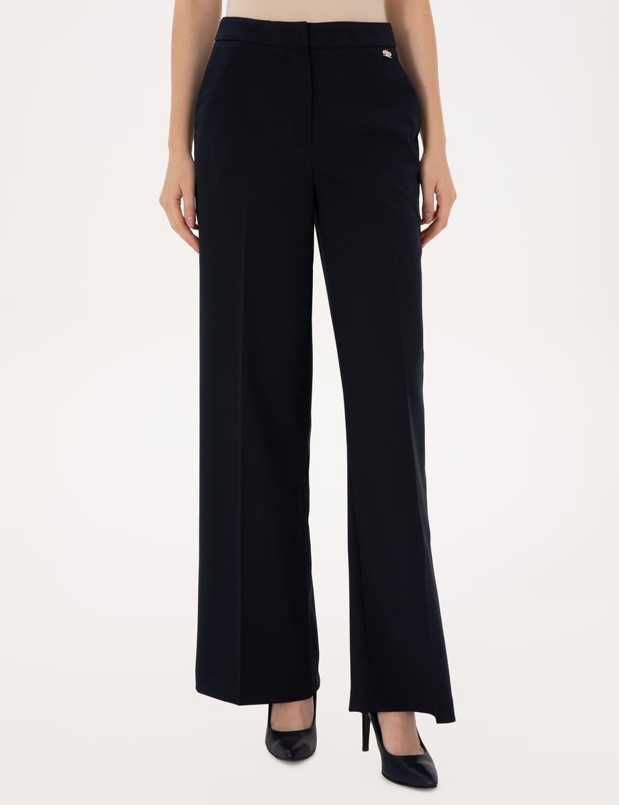 Lacivert Palazzo Kumaş Pantolon