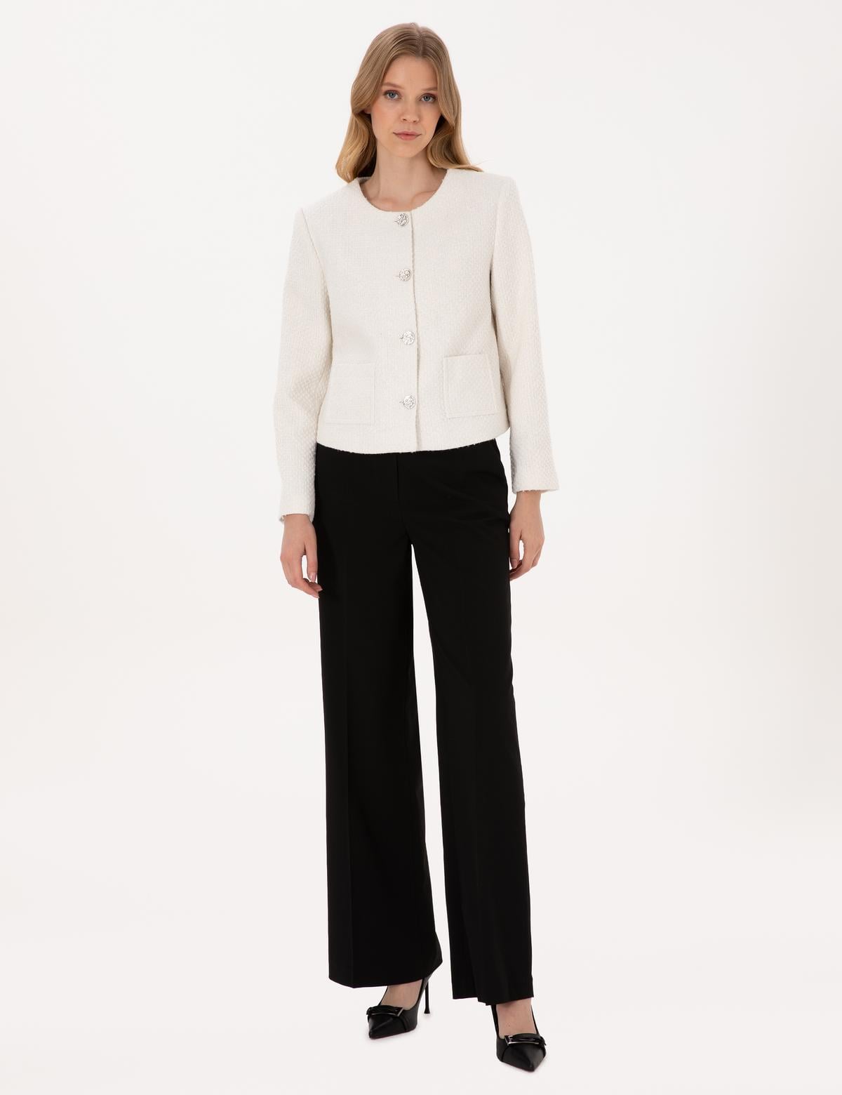 Siyah Palazzo Kumaş Pantolon