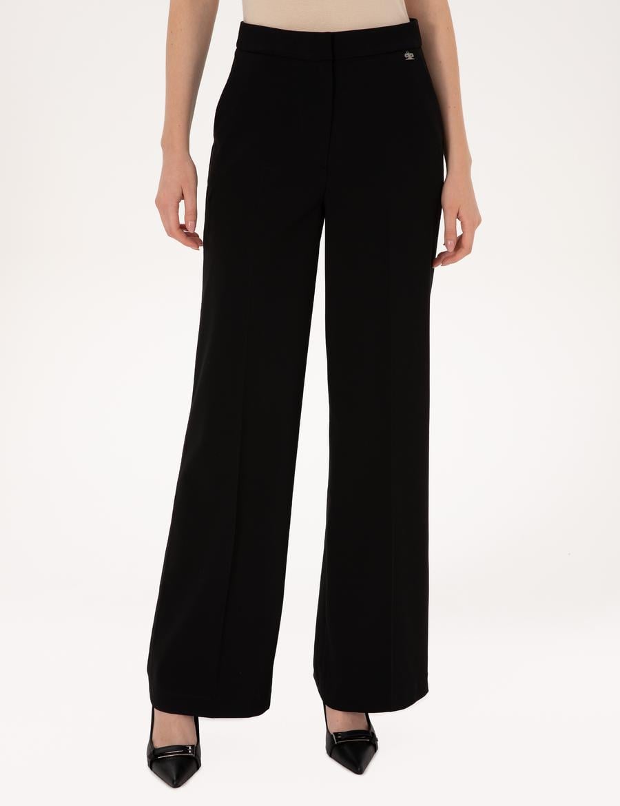 Siyah Palazzo Kumaş Pantolon