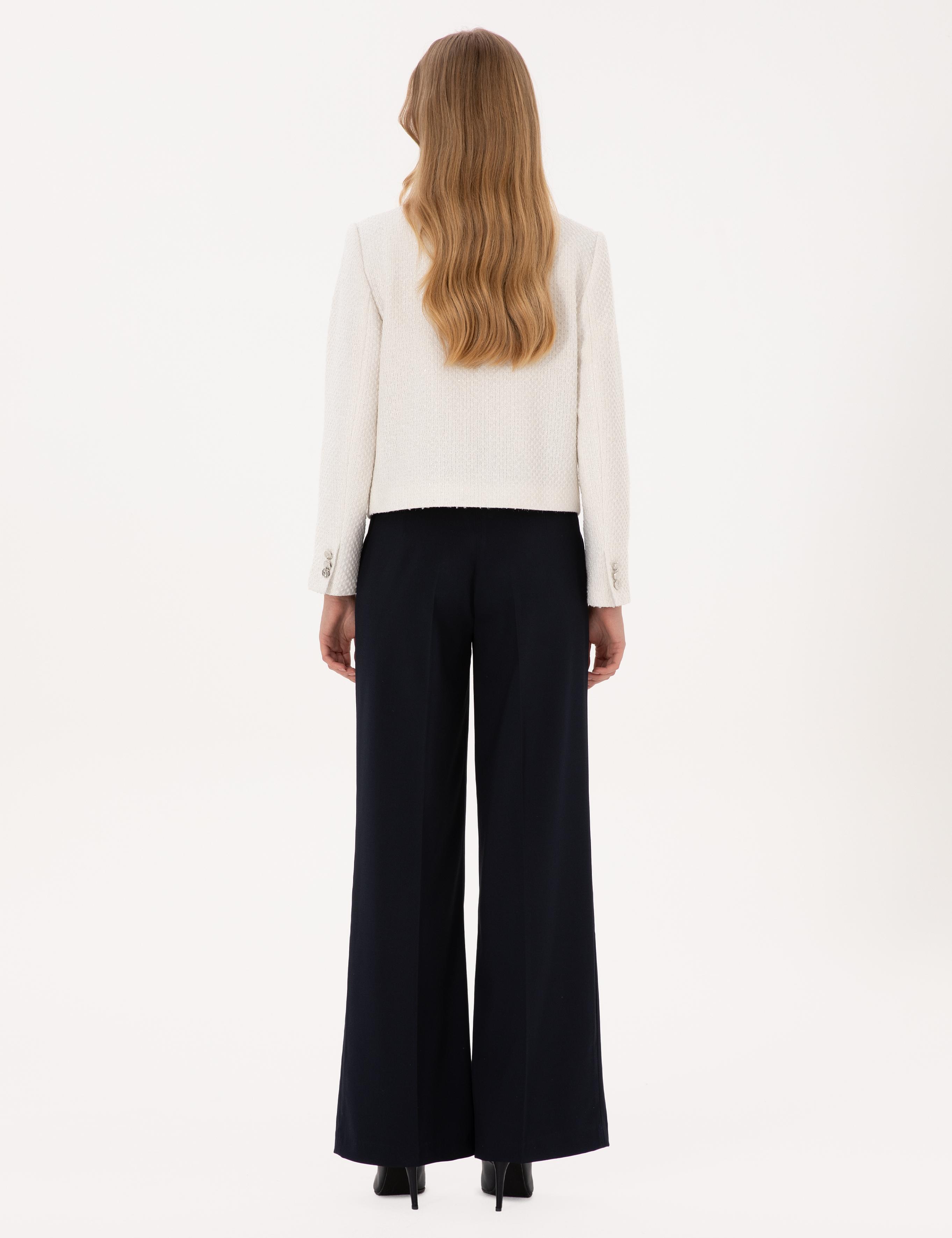 Lacivert Palazzo Kumaş Pantolon