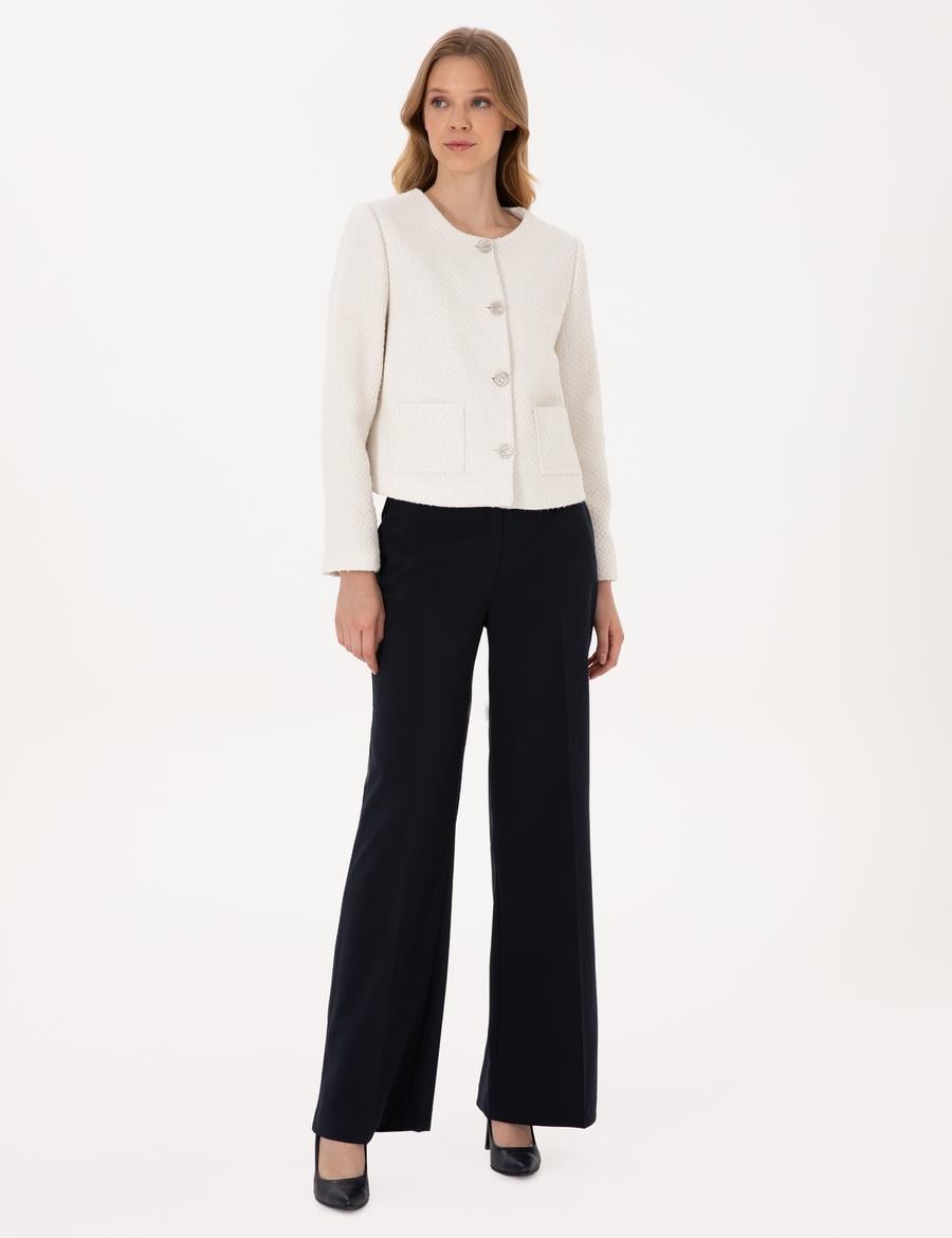 Lacivert Palazzo Kumaş Pantolon