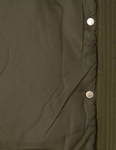 Haki Kadife Yakalı Kapitone Comfort Fit Mont