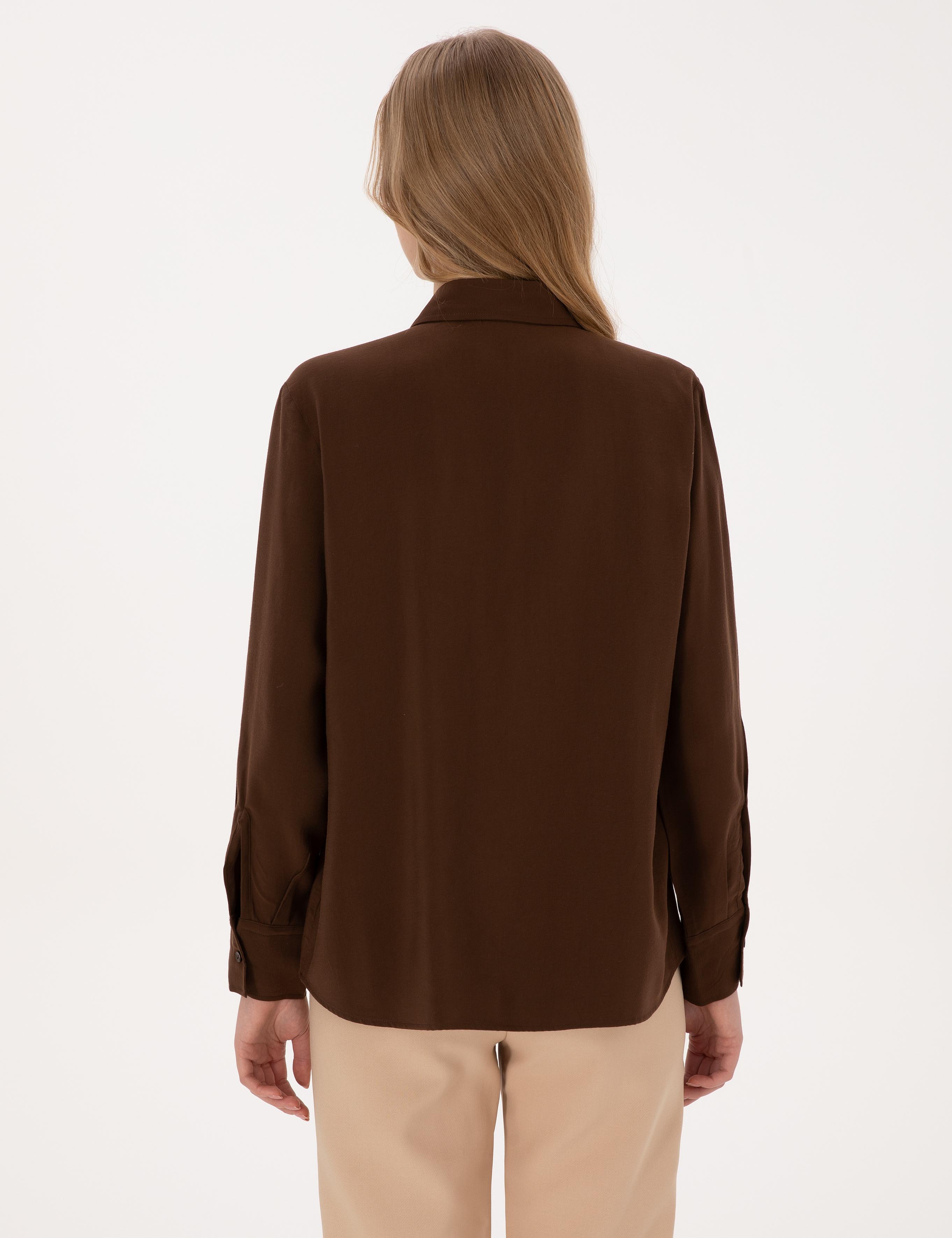 Koyu Kahverengi Modal Karışımlı Comfort Fit Uzun Kollu Gömlek