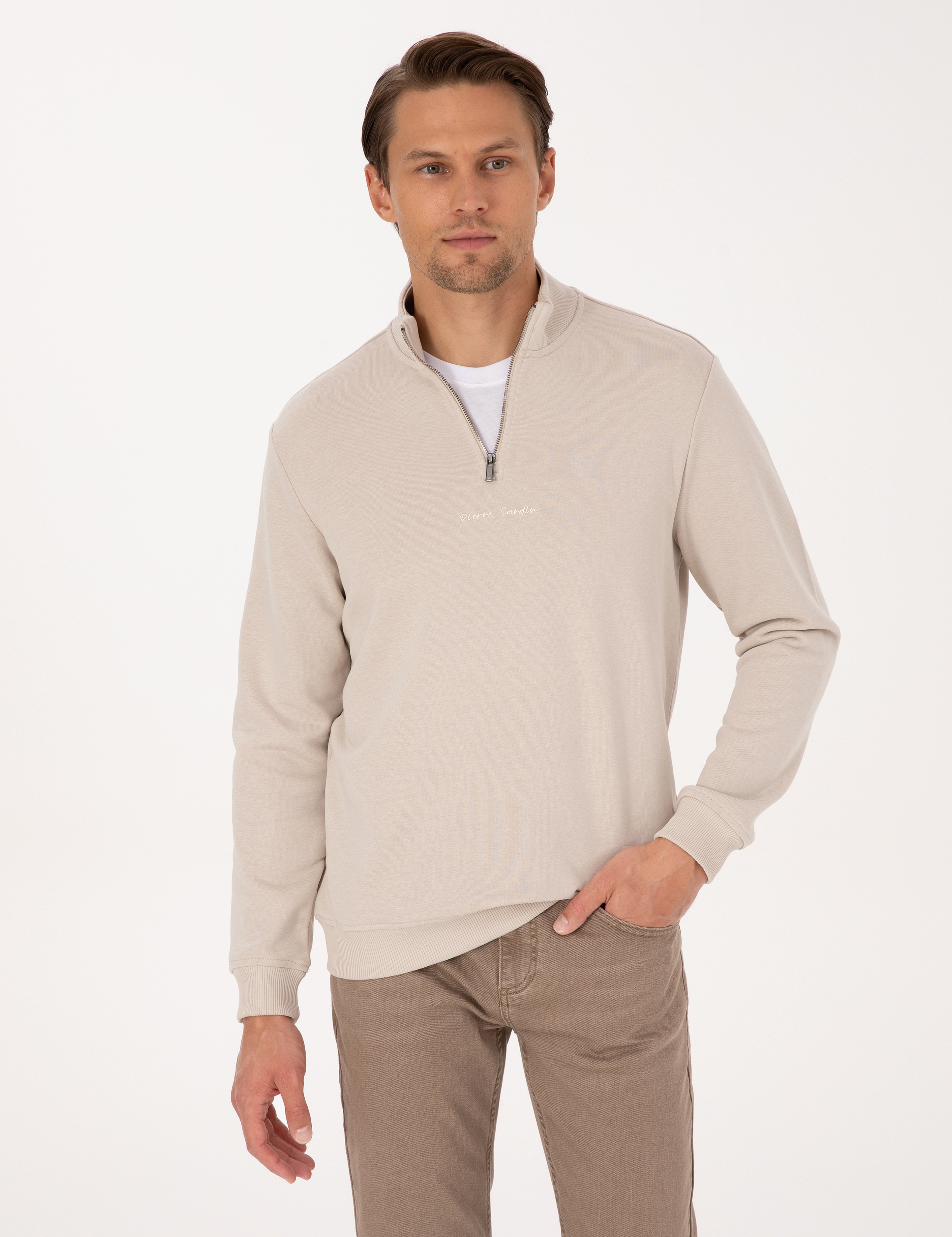 Bej Regular Fit Sweatshirt