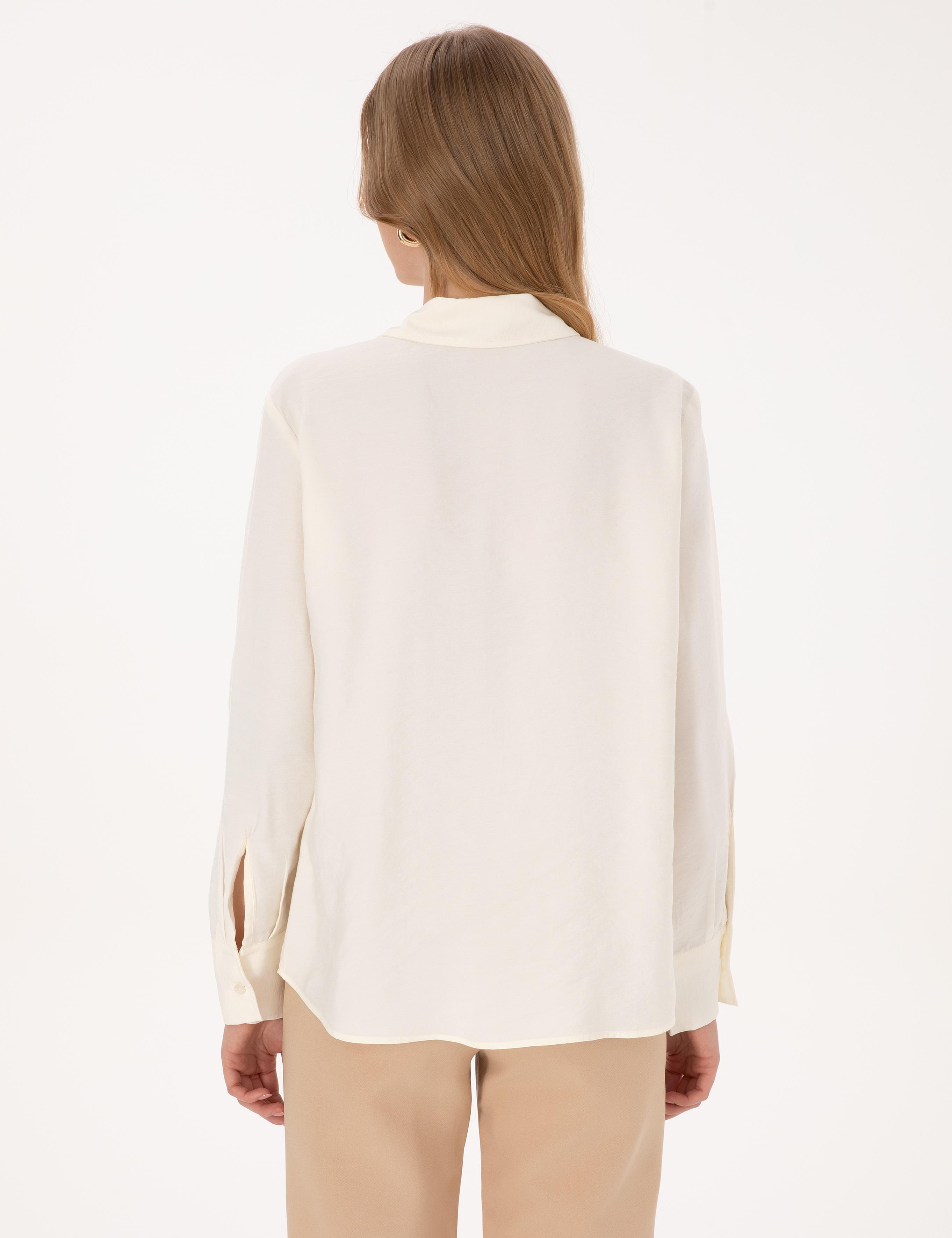 Beyaz Modal Karışımlı Comfort Fit Uzun Kollu Gömlek